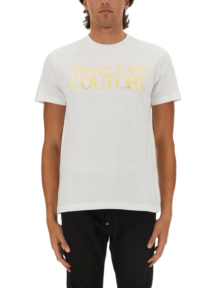 Shop Versace Jeans Couture T-shirt With Logo In White