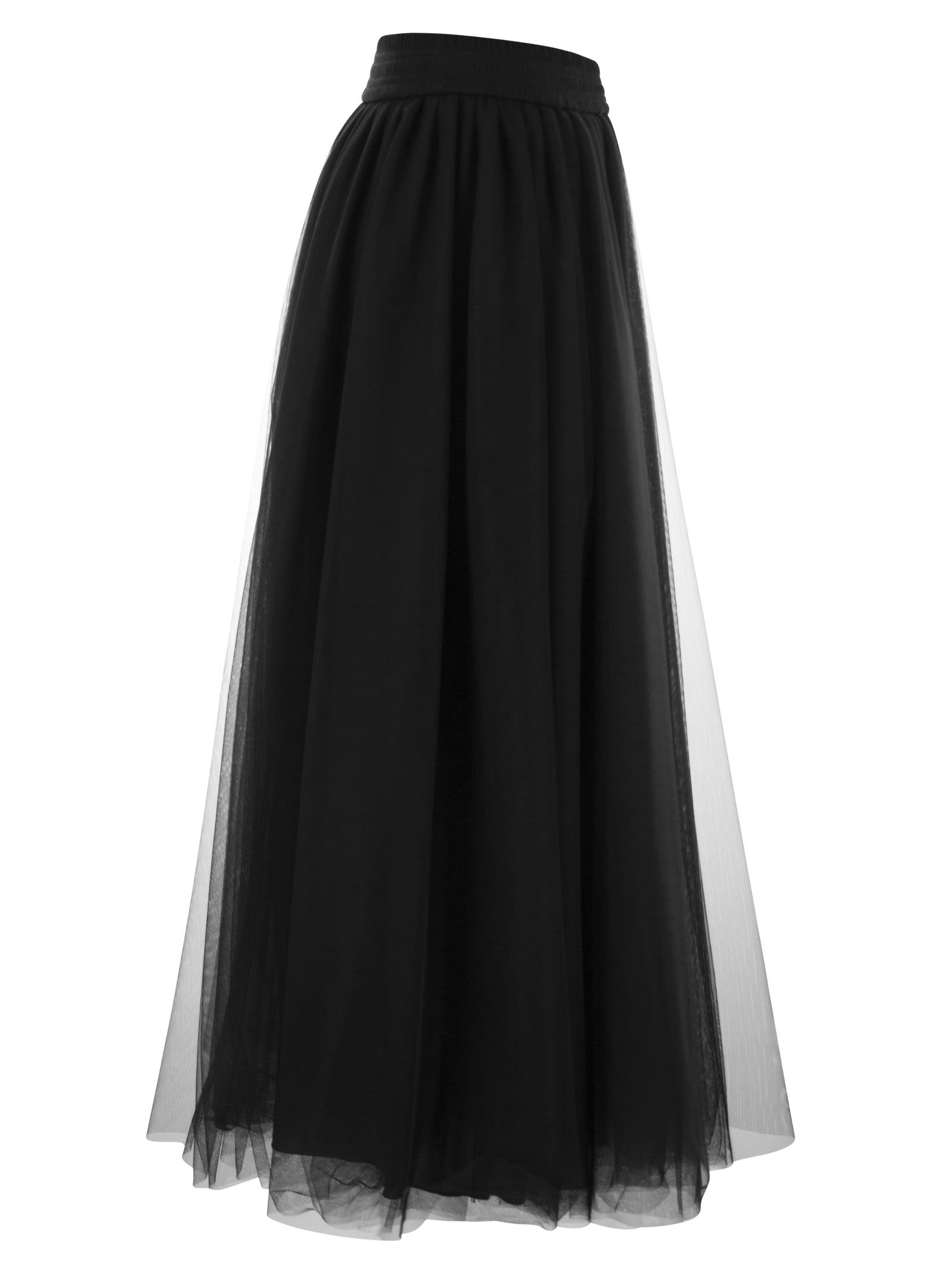 Shop Fabiana Filippi Wide Tulle Skirt In Black