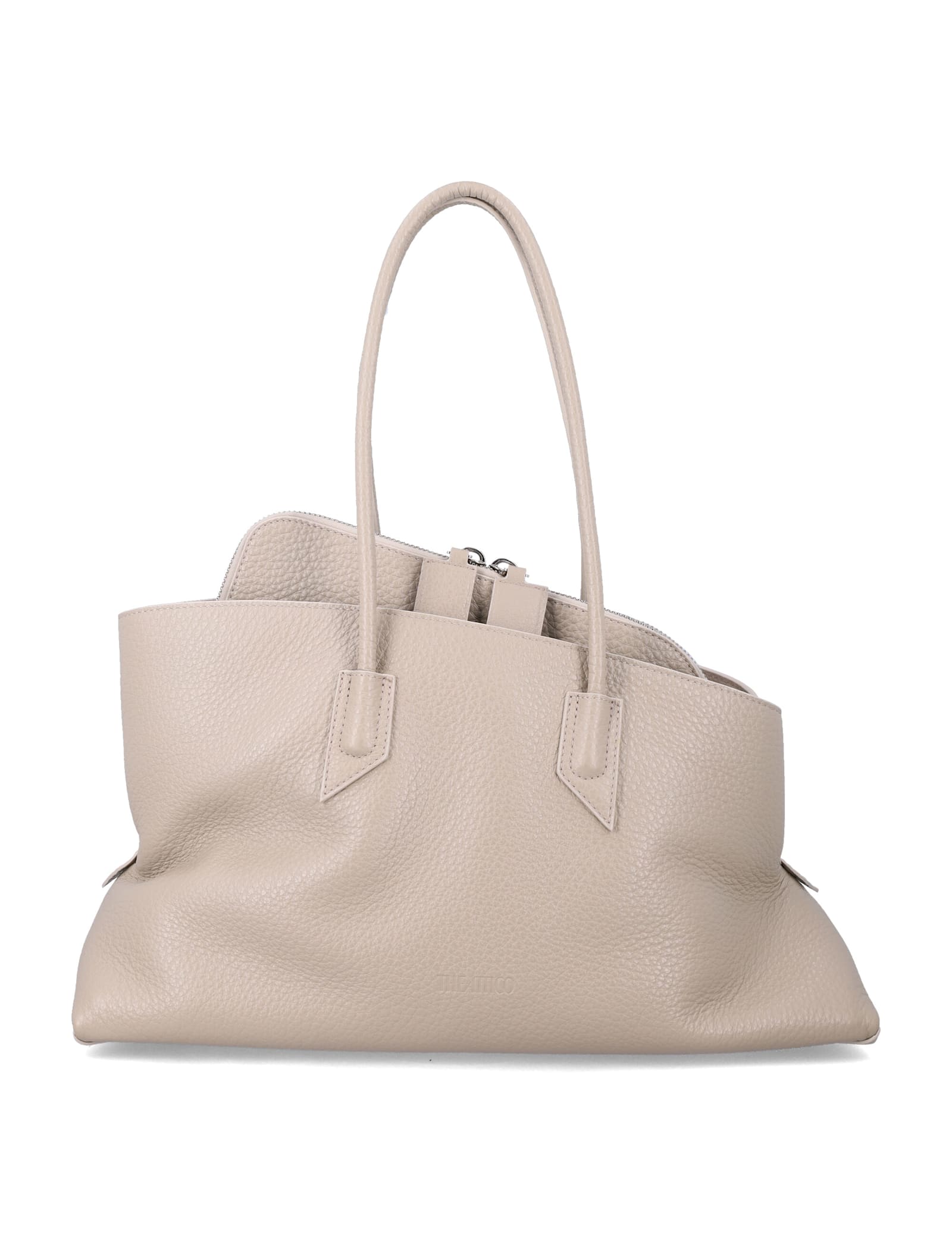 Attico La Passeggiata Medium Leather Shoulder Bag In Neutral