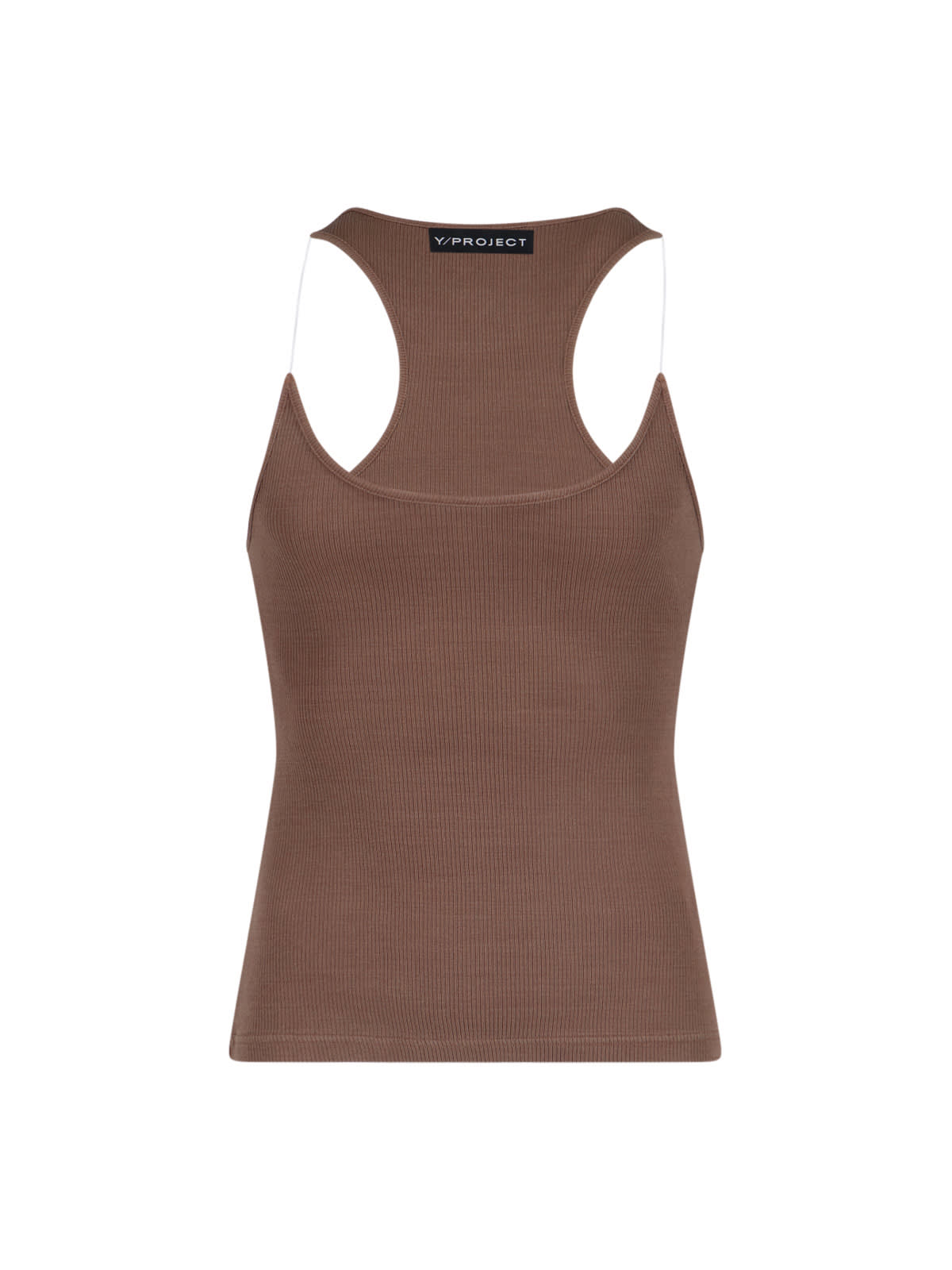 Shop Y/project Invisible Shoulder Straps Tank Top In Brown