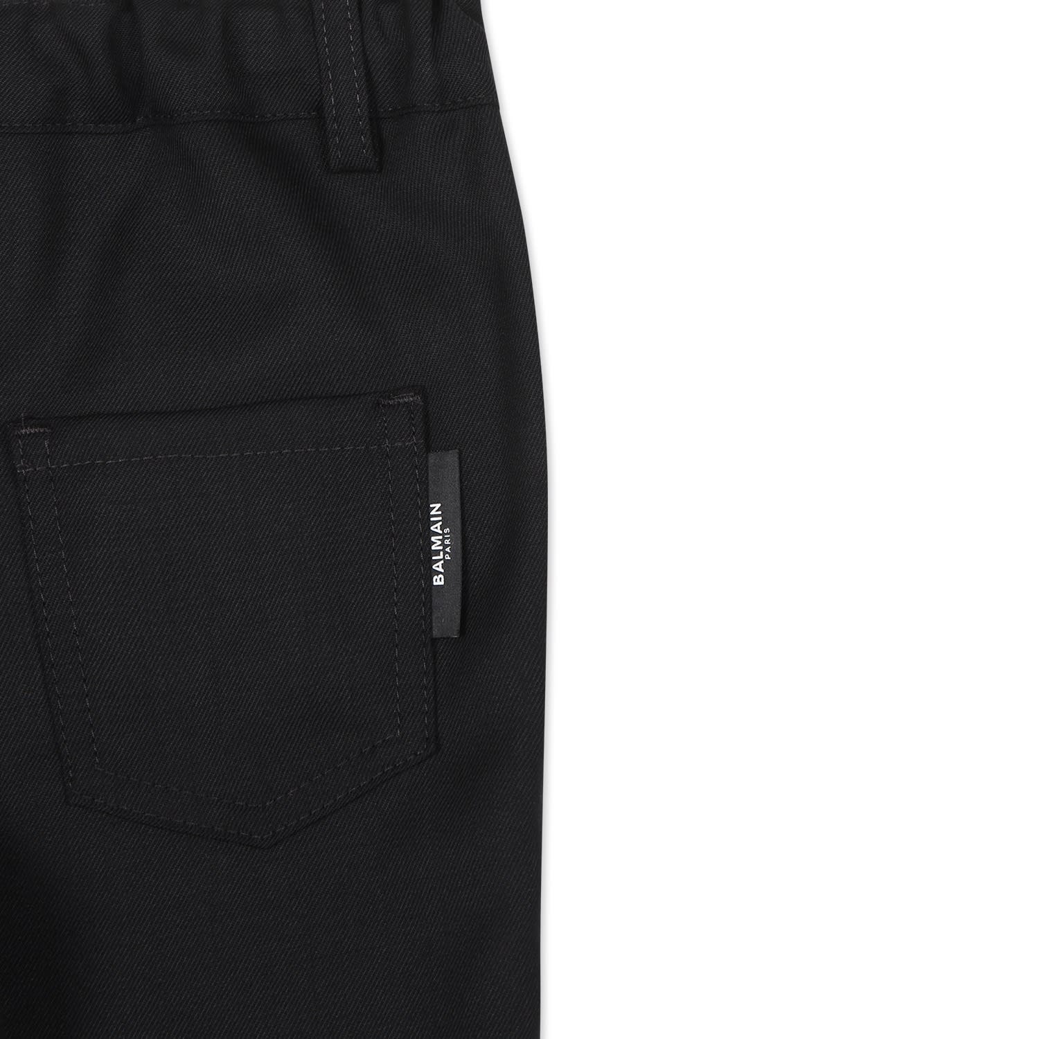 Balmain Black Trousers For Baby Boy With Logo In Black