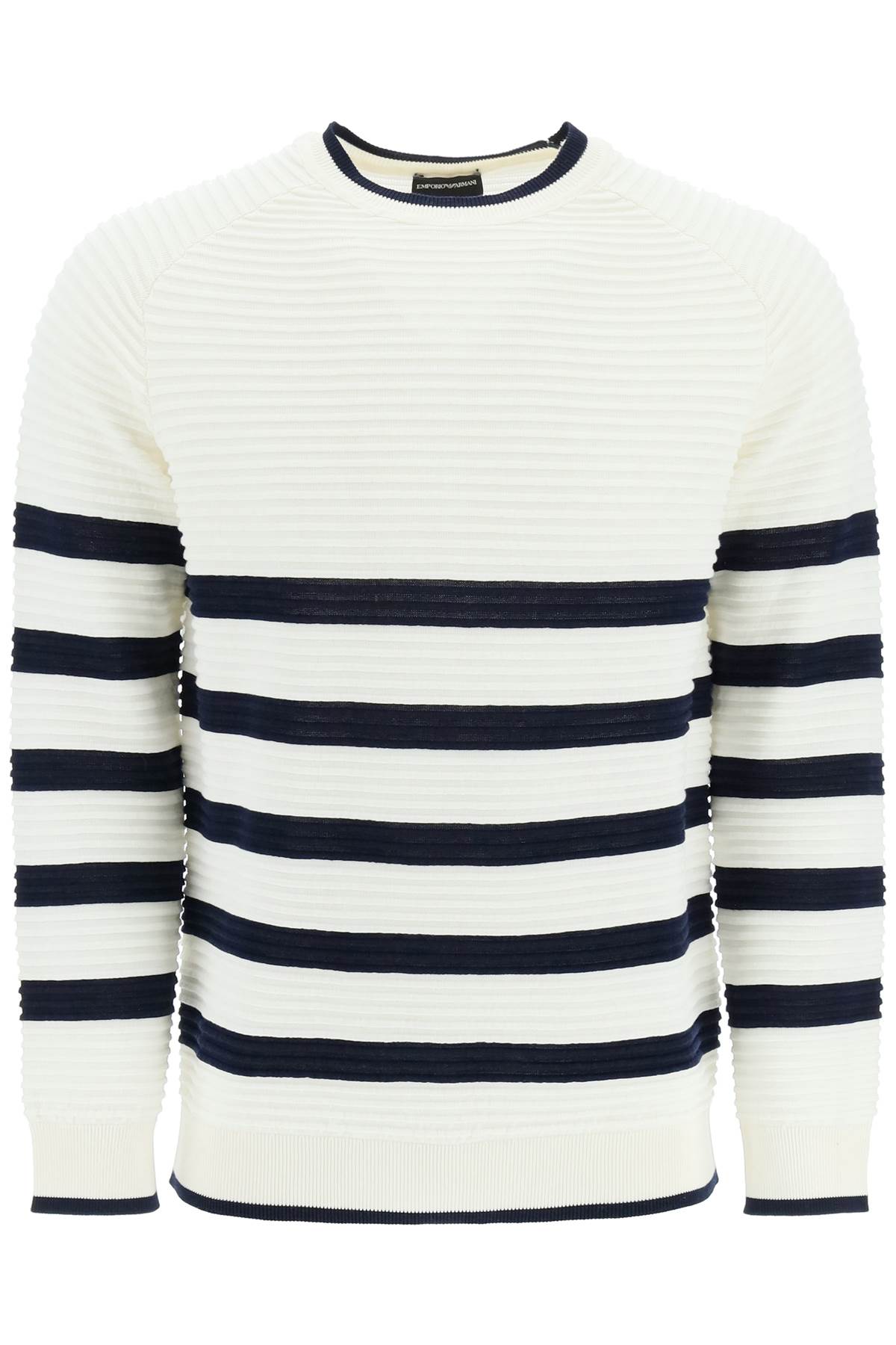 EMPORIO ARMANI STRIPED OTTOMAN KNIT SWEATER