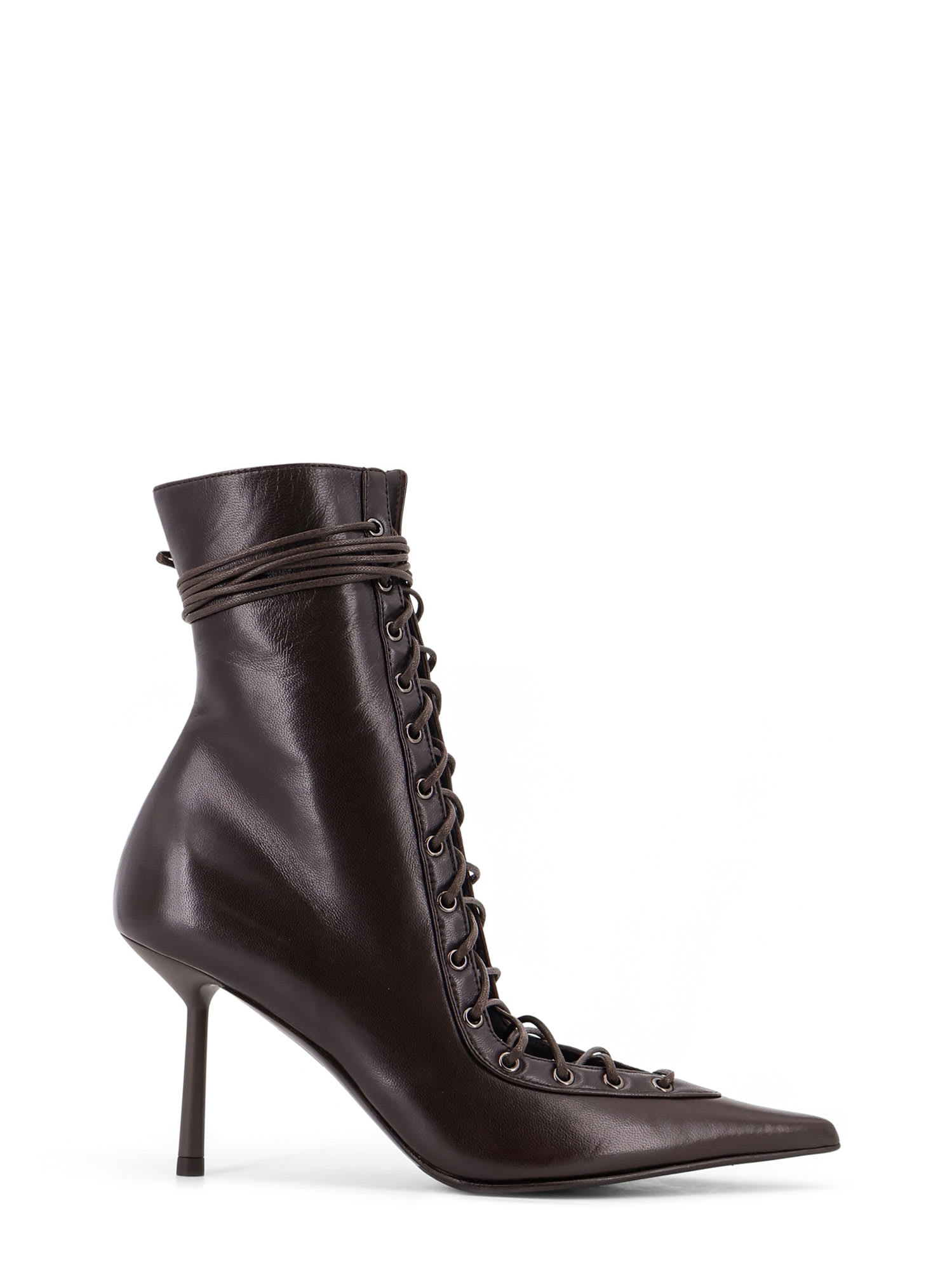 Le Silla 80mm Colette Lace-up Pointed-toe Ankle Boots In Brown