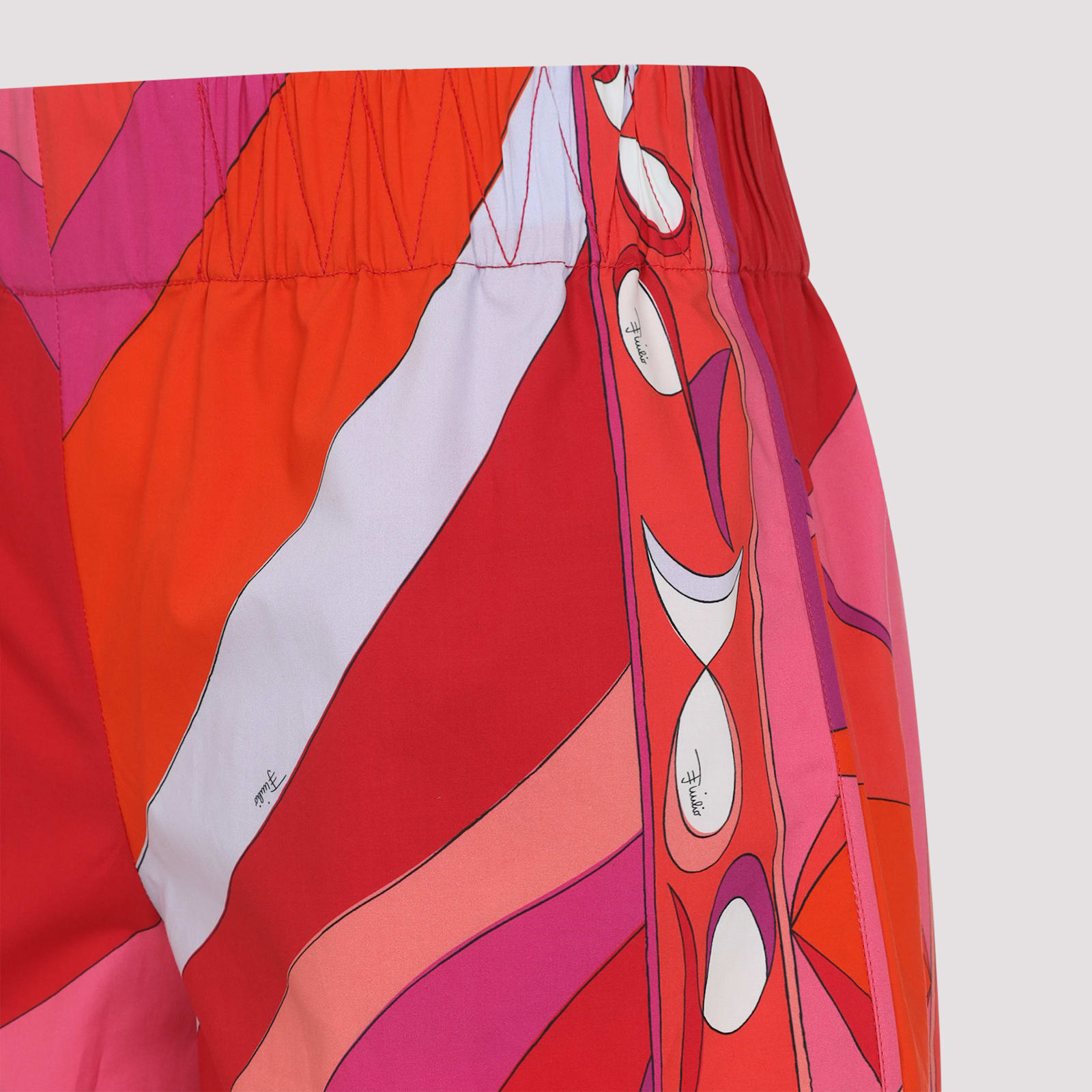 Pucci Geometric Design Cotton Shorts With Elastic Waistband In Pink