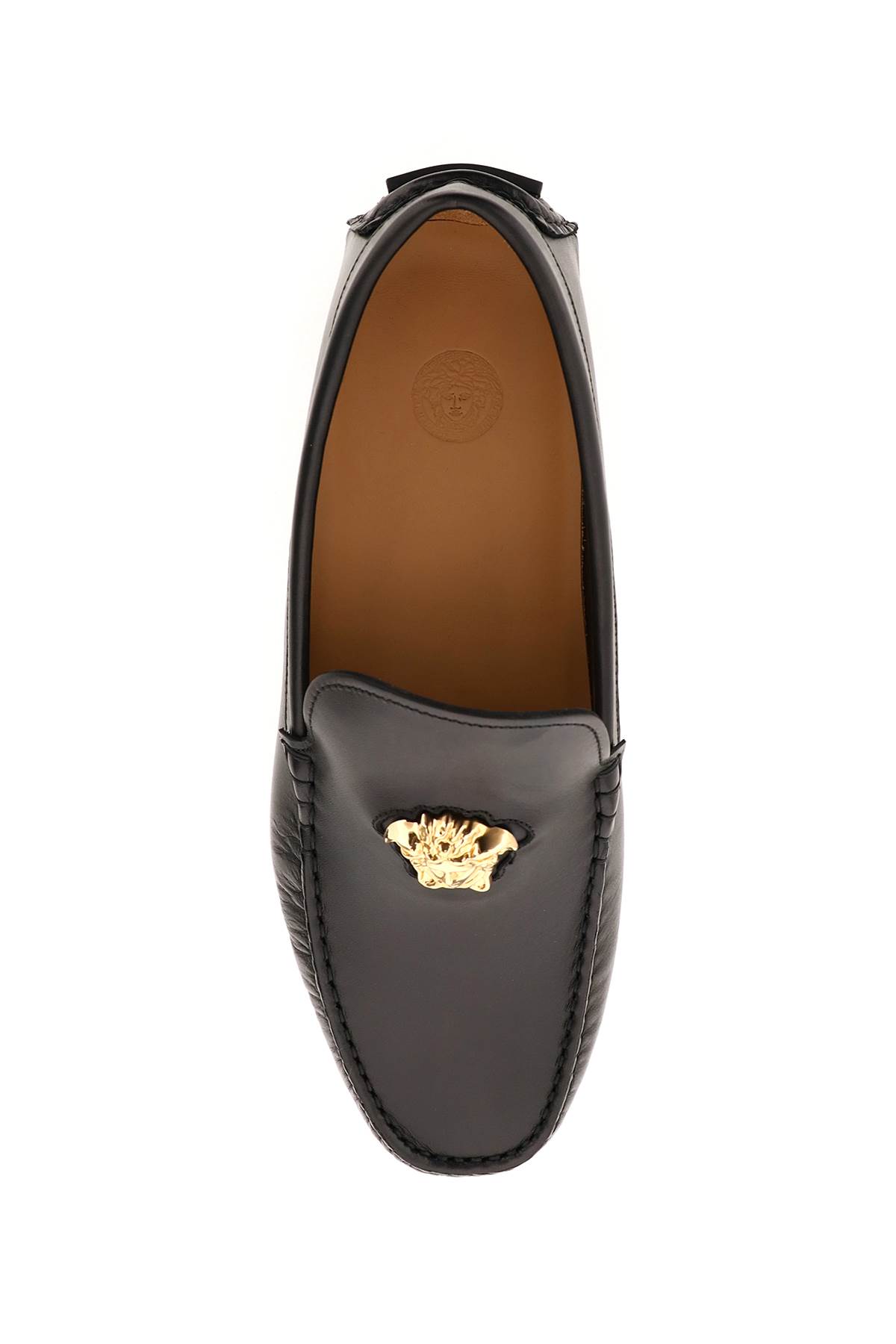 Shop Versace La Medusa Leather Loafers In Black