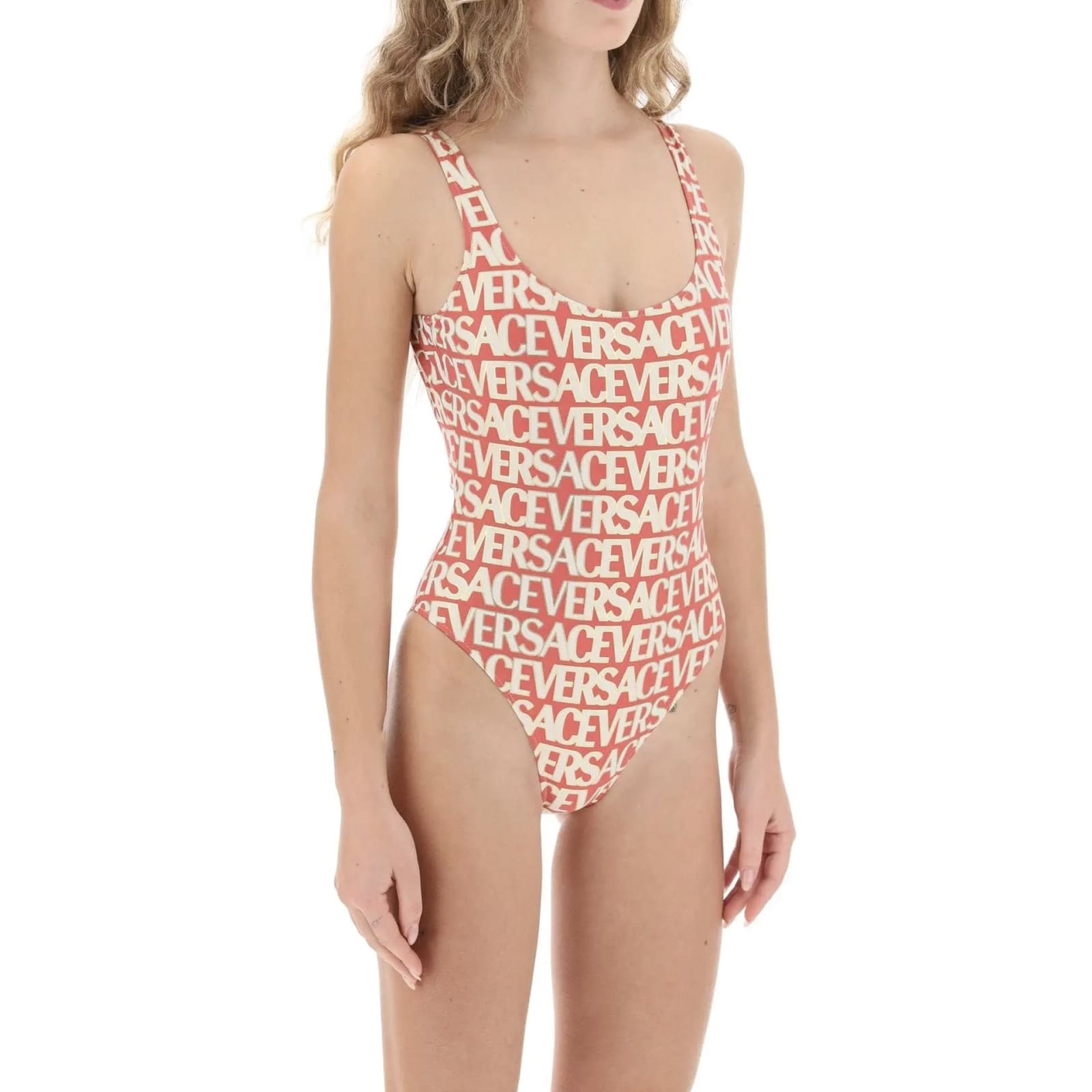 Shop Versace One Piece Swimsuit In Red