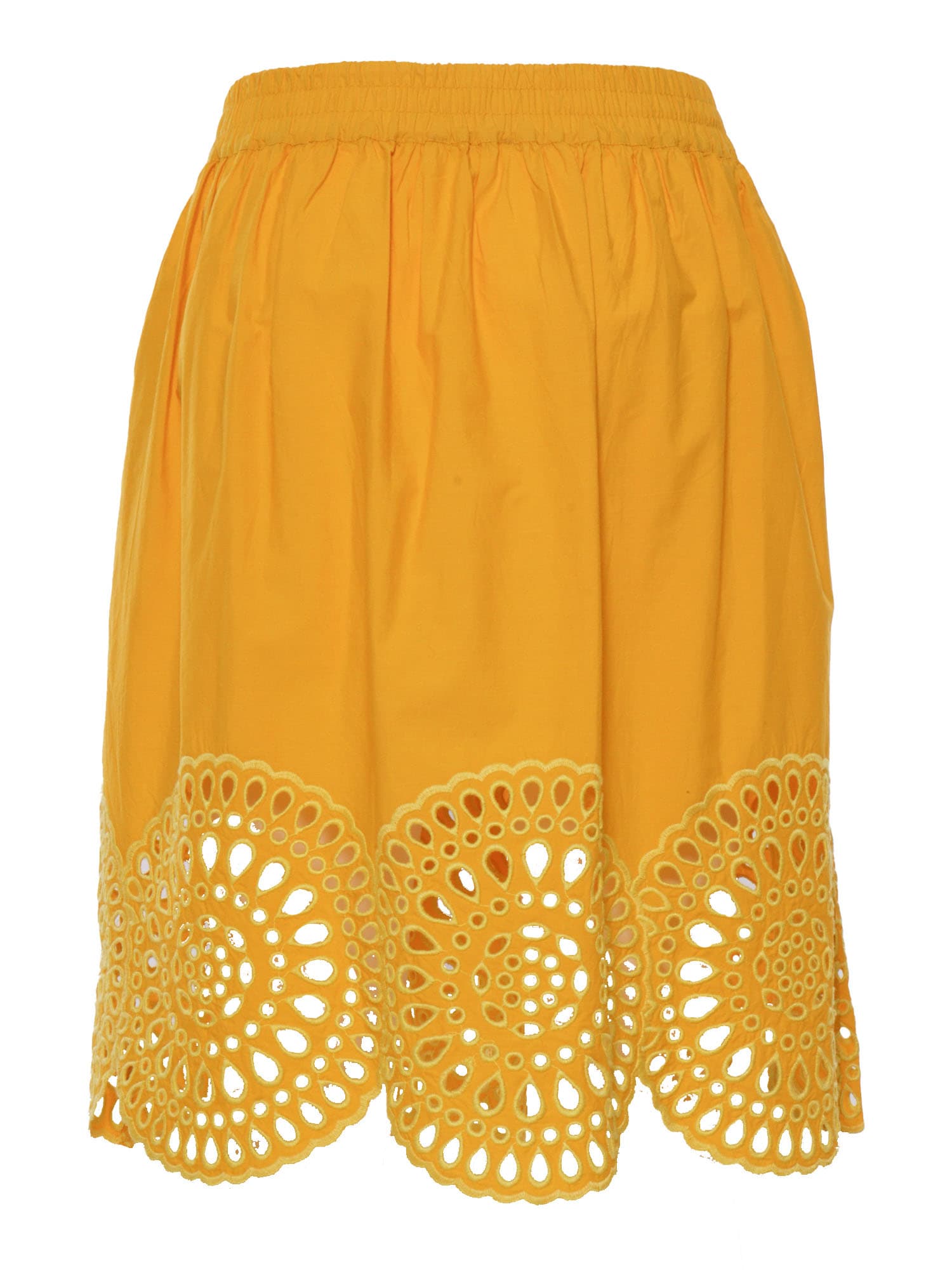 Shop Stella Mccartney Yellow Skirt With Lace