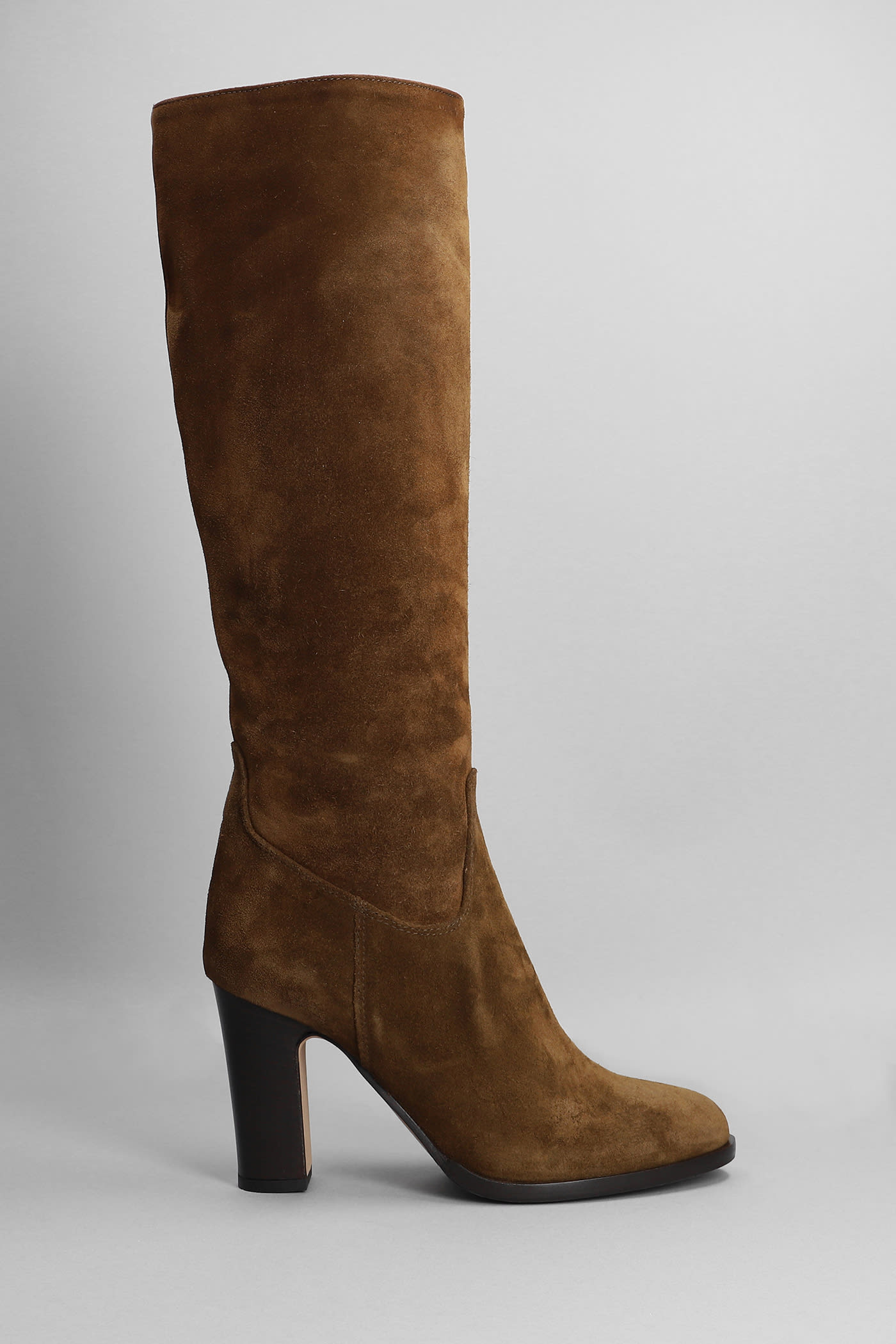 Julie Dee High Heels Boots In Brown Suede