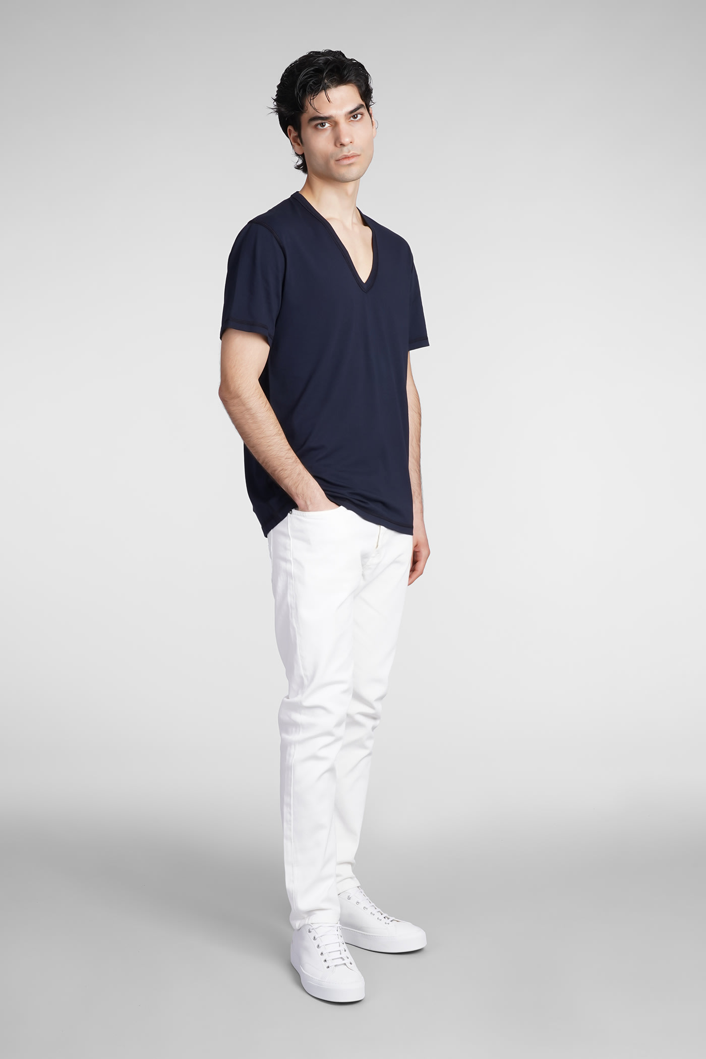 Mauro Grifoni Jeans In White Cotton In Yellow Cream