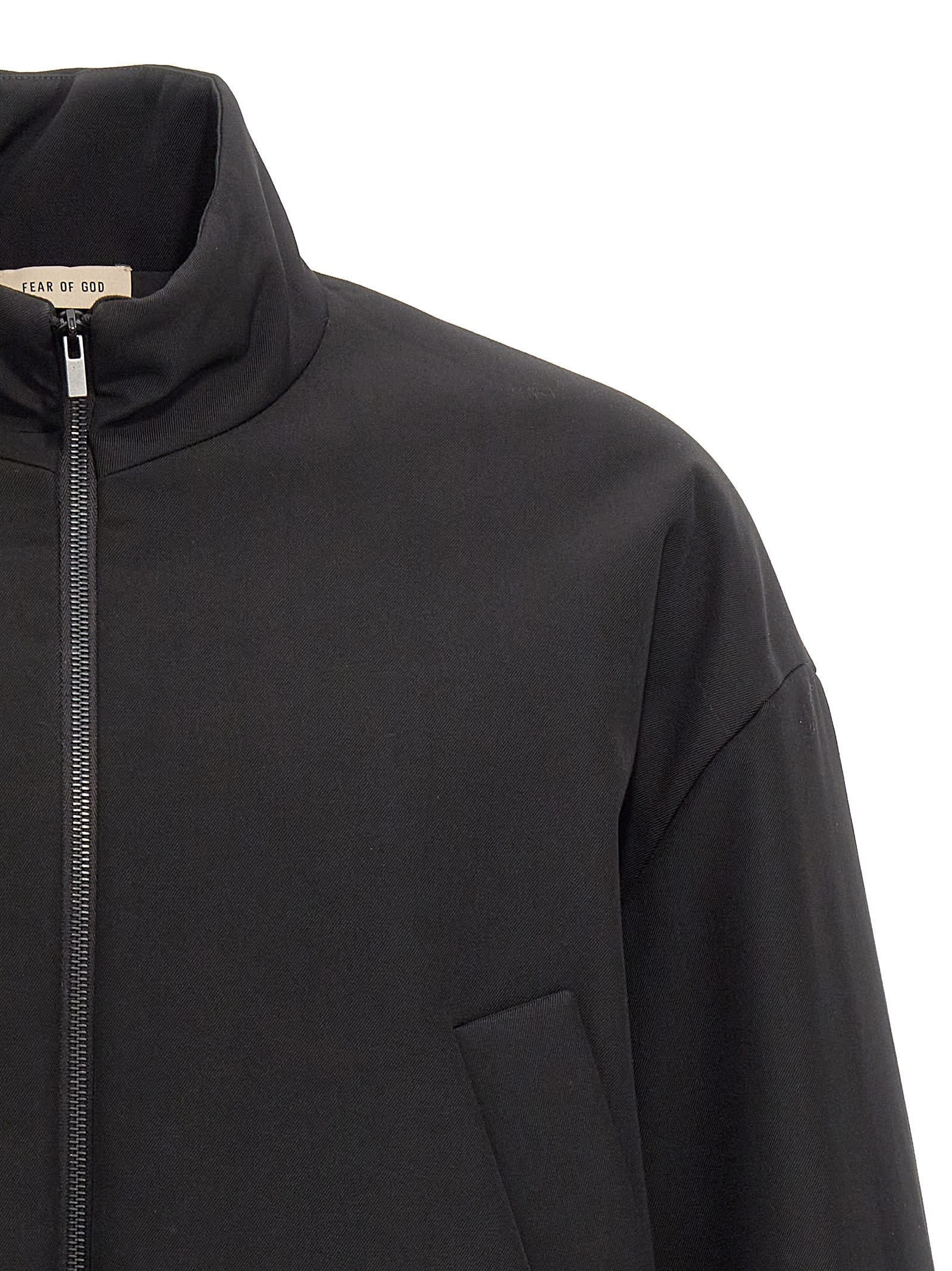 Shop Fear Of God High Neck Bomber Jacket In Black