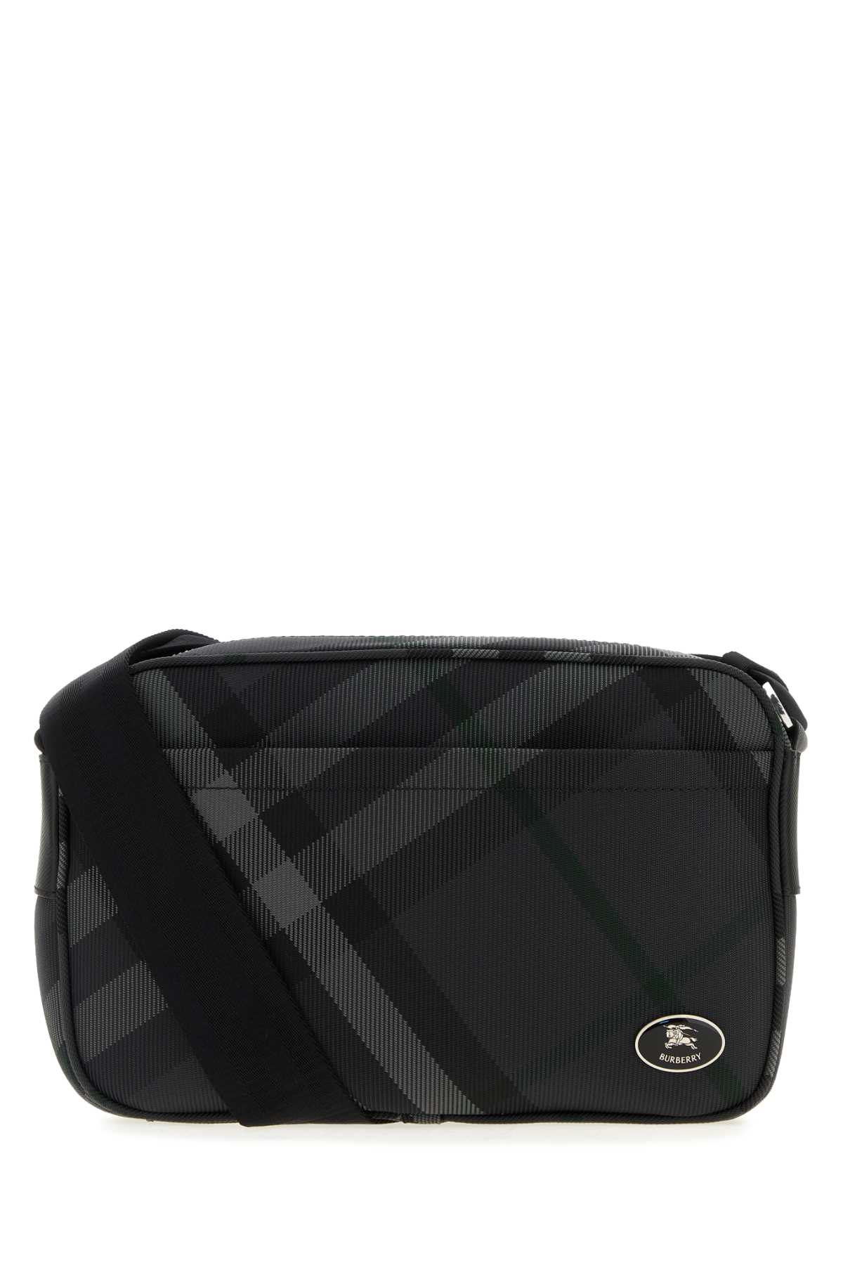 Embroidered Canvas Grid Crossbody Bag