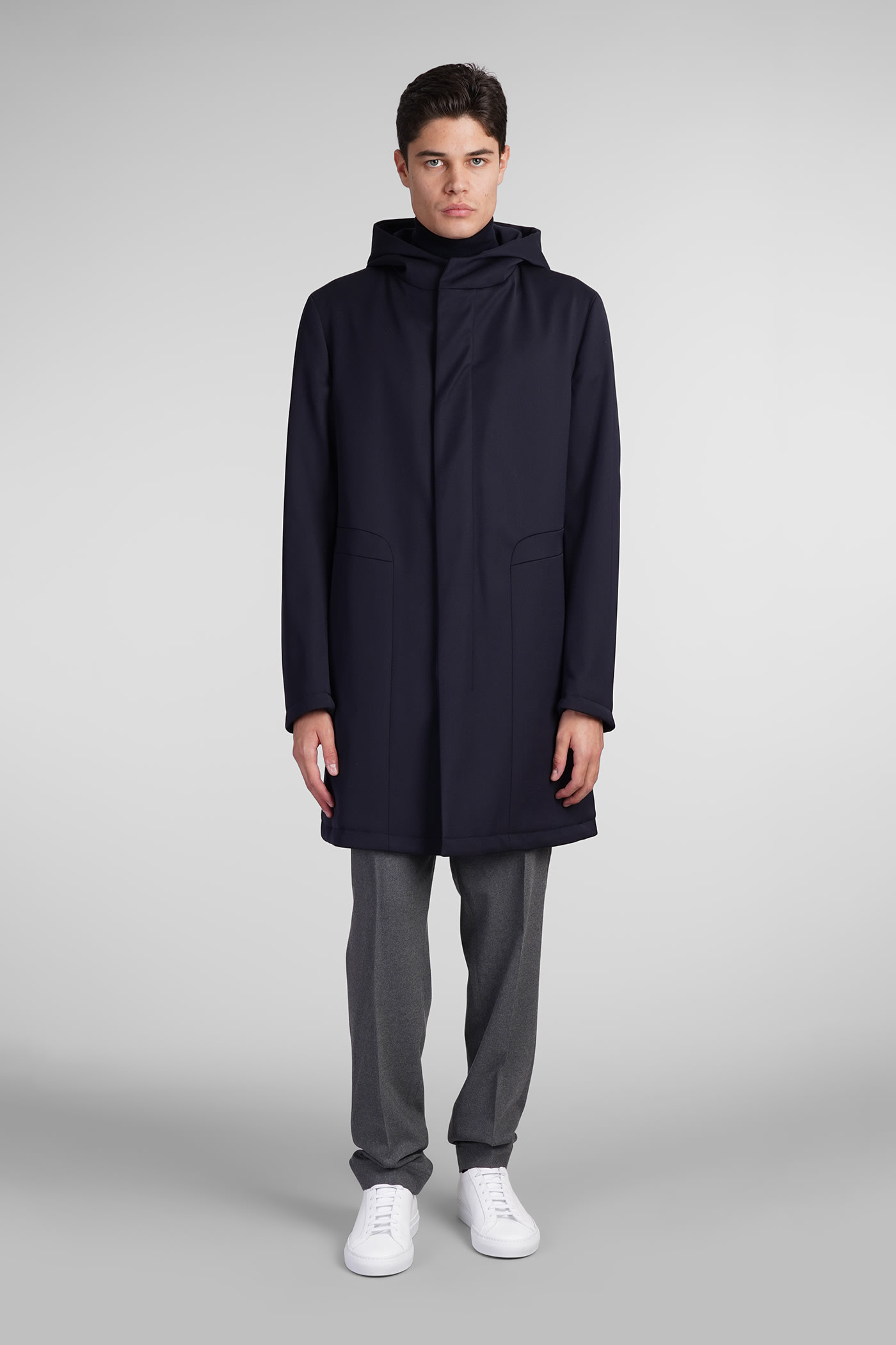 Tagliatore 0205 Clift Tr Coat In Blue Wool