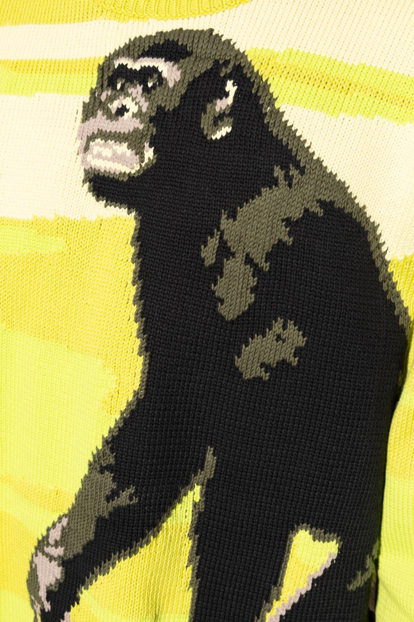 Moschino Chimpanzee Intarsia Knit Sweater In Green