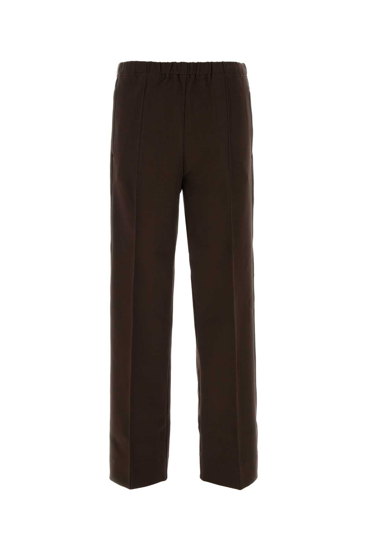 Miu Miu Stretch Viscose Blend Straight Leg Trousers In Brown