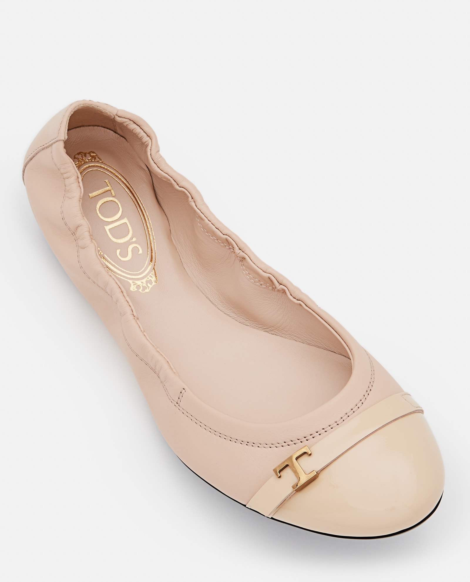 Shop Tod's Ballerina Leather Flat In Marrone