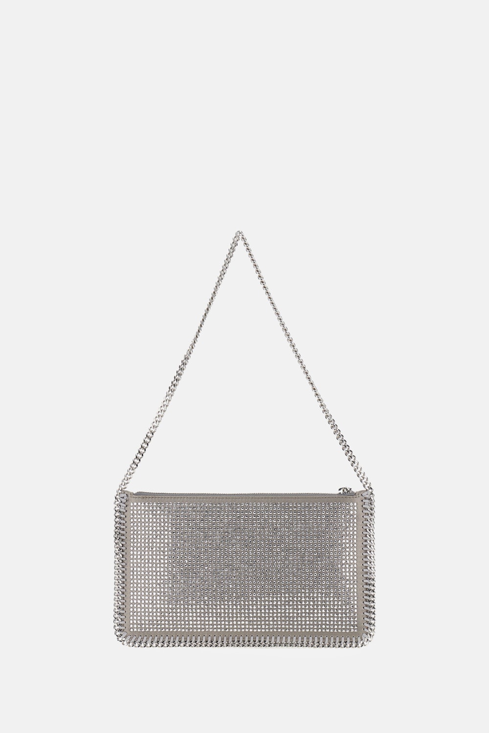 Stella Mccartney Silver Falabella Crystal Shoulder Bag In Silver