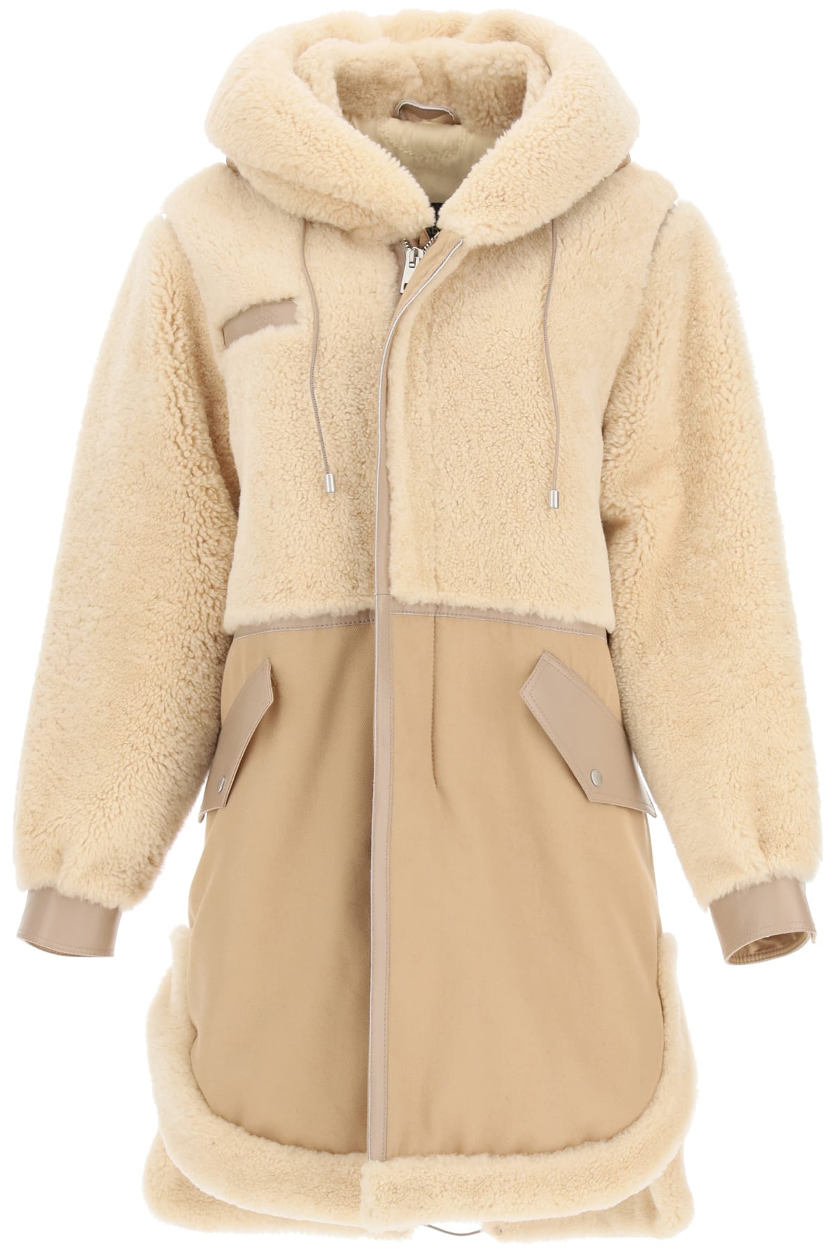 Mr & Mrs Italy Cotton Parka With Leather And Shearling Inserts