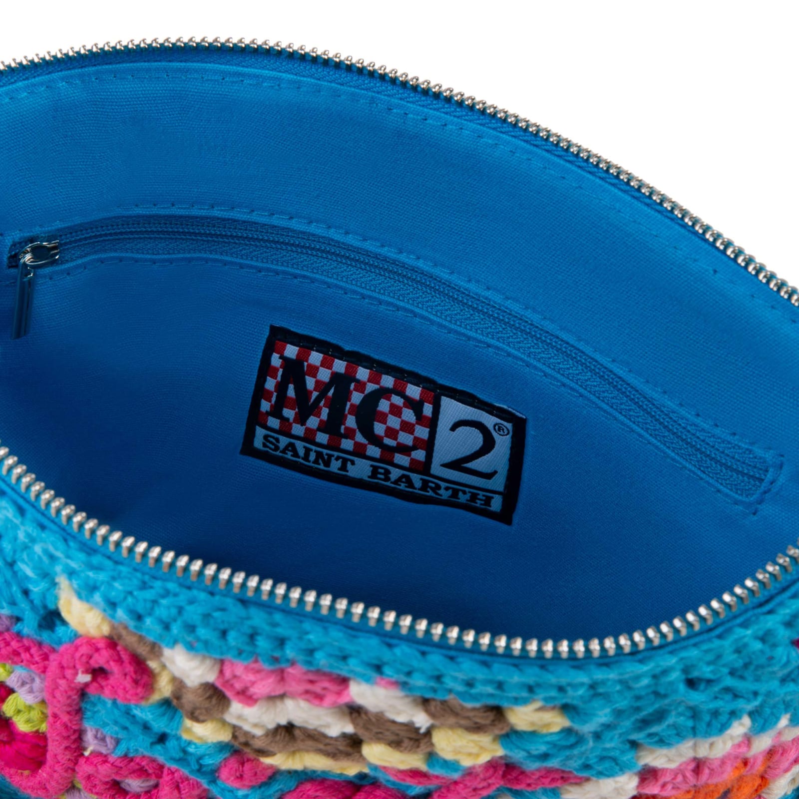 Mc2 Saint Barth Light Blue Crochet Pochette In Blue