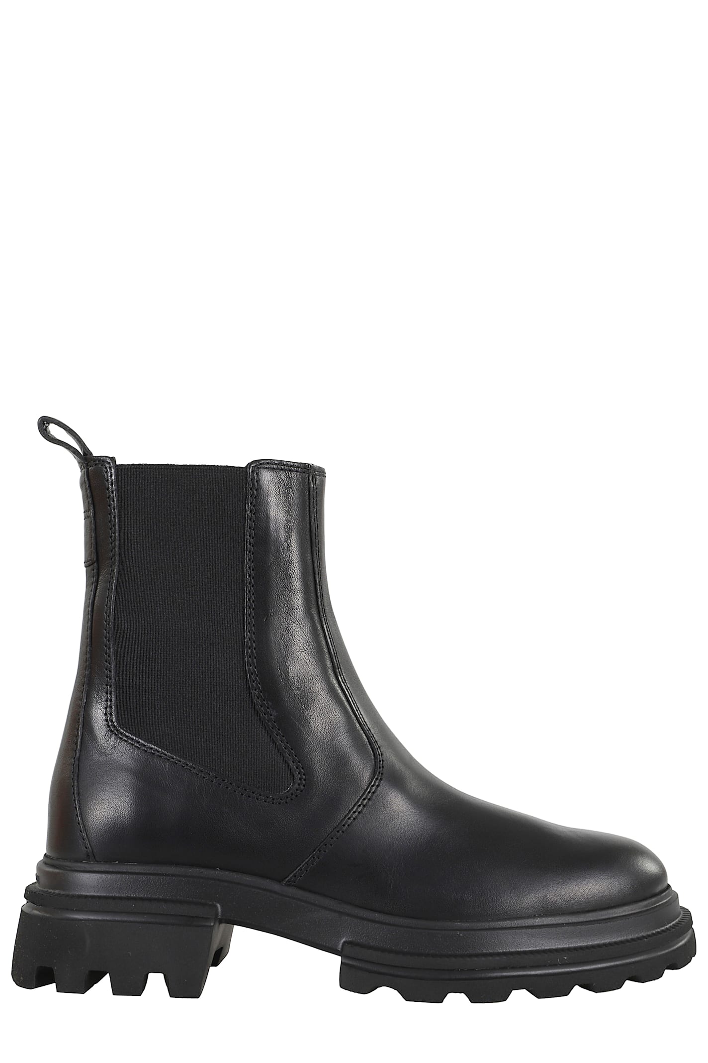 Hogan H674 Ankle Boot With Elastic Inserts And Robust Sole In Black