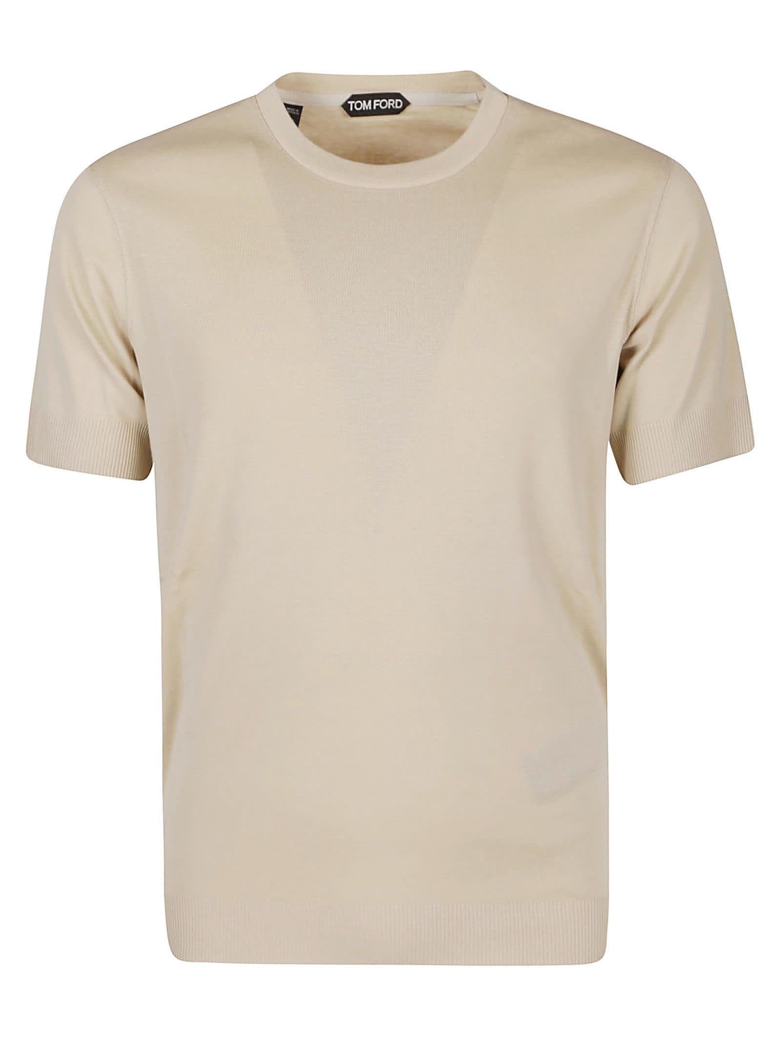 Shop Tom Ford Placed Rib T-shirt In Beige