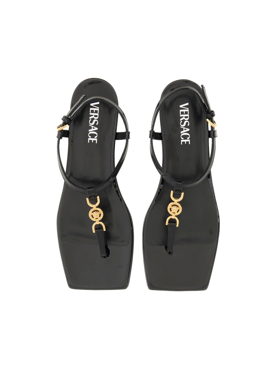 Shop Versace Low Sandal Medusa 95 In Black