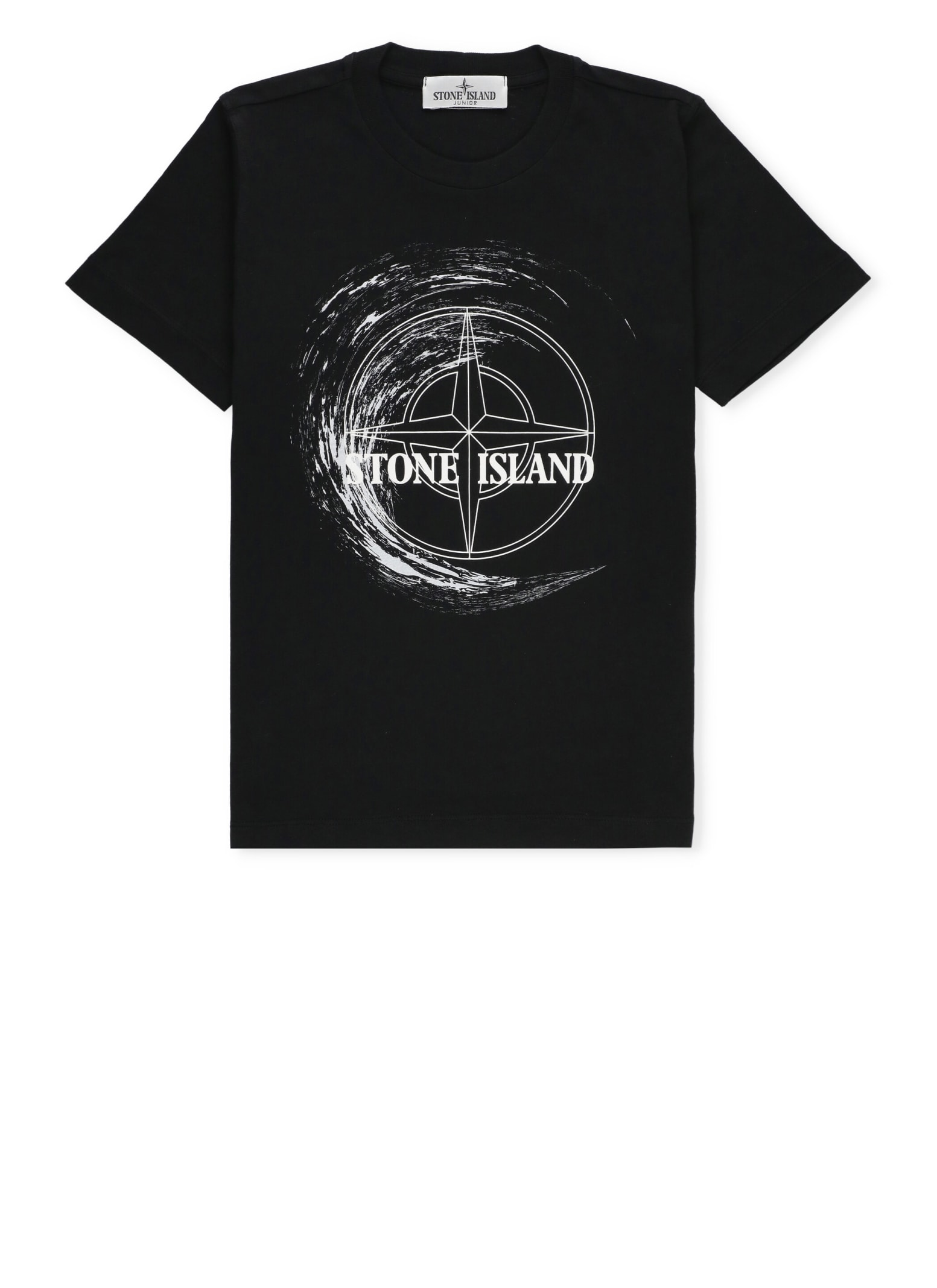 Stone Island Junior Kids' Cotton T-shirt In Black