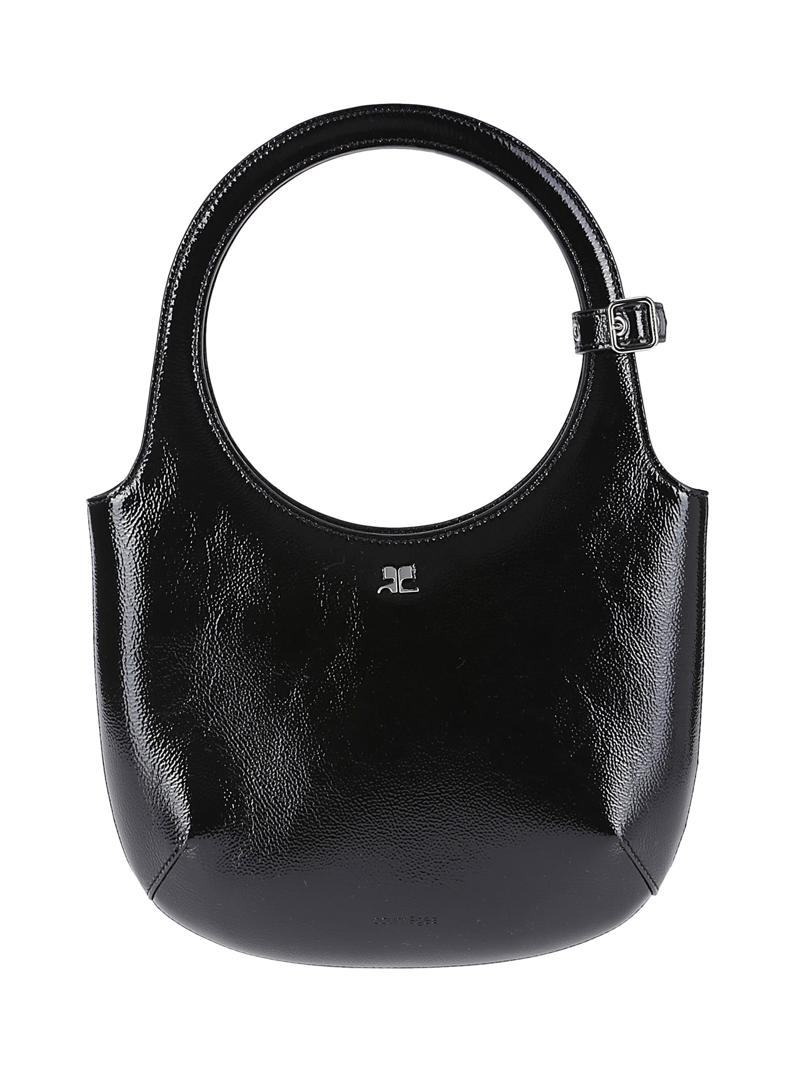 Shop Courrèges Holy Naplack Leather Bag In Black