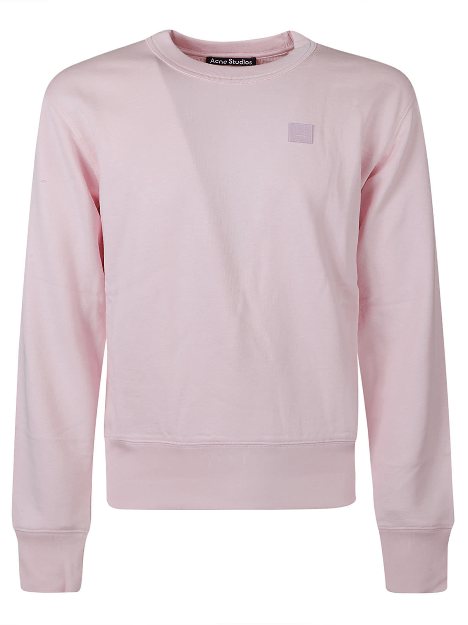 Acne Studios Logo Patch Ribbed Sweatshirt In Pink