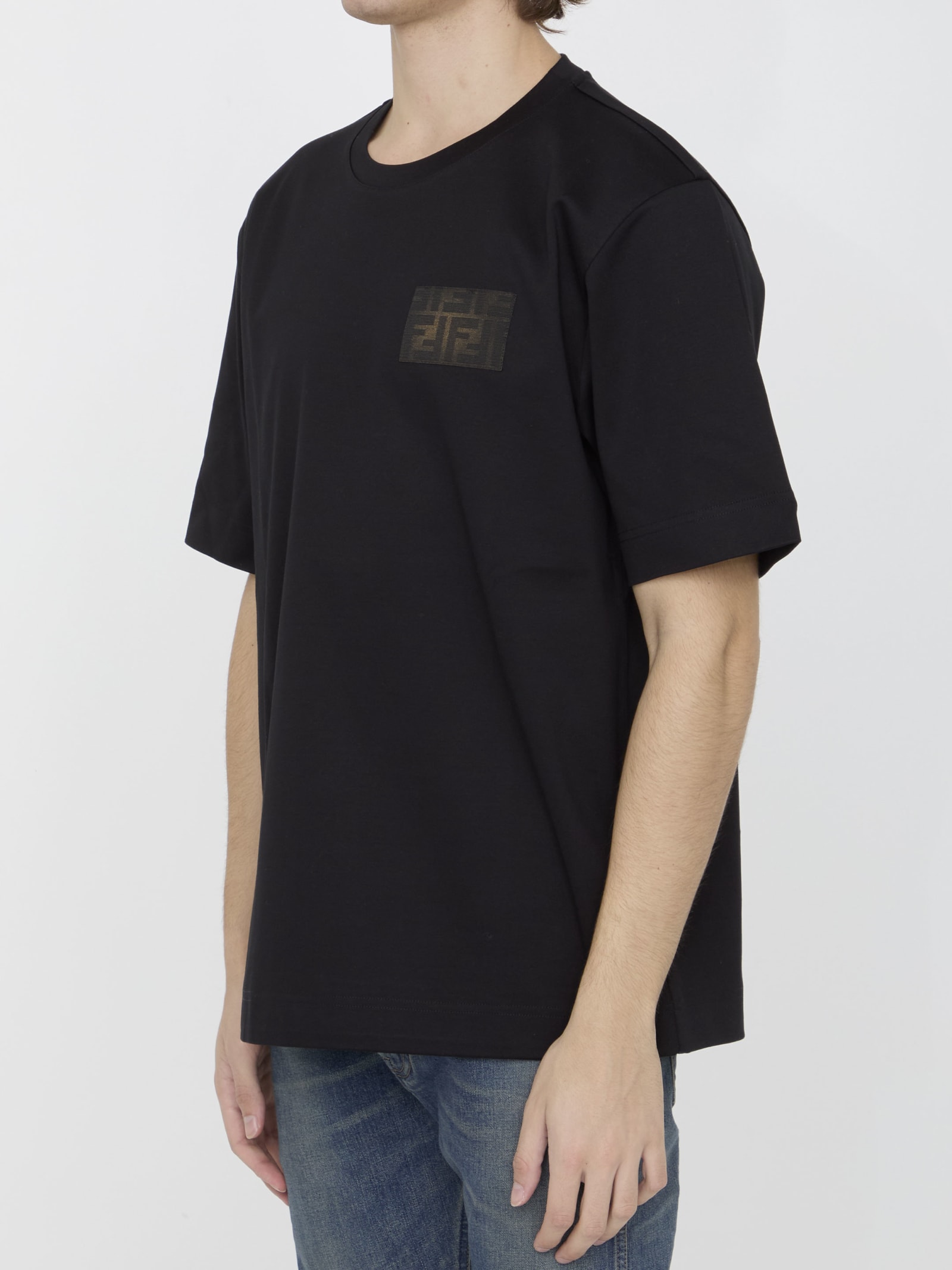 Shop Fendi Jersey T-shirt In Nero