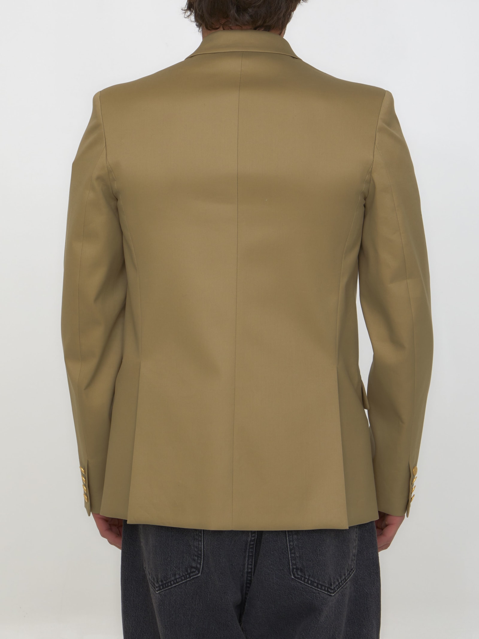 Shop Valentino Double-breasted Cotton Jacket In Neutrals