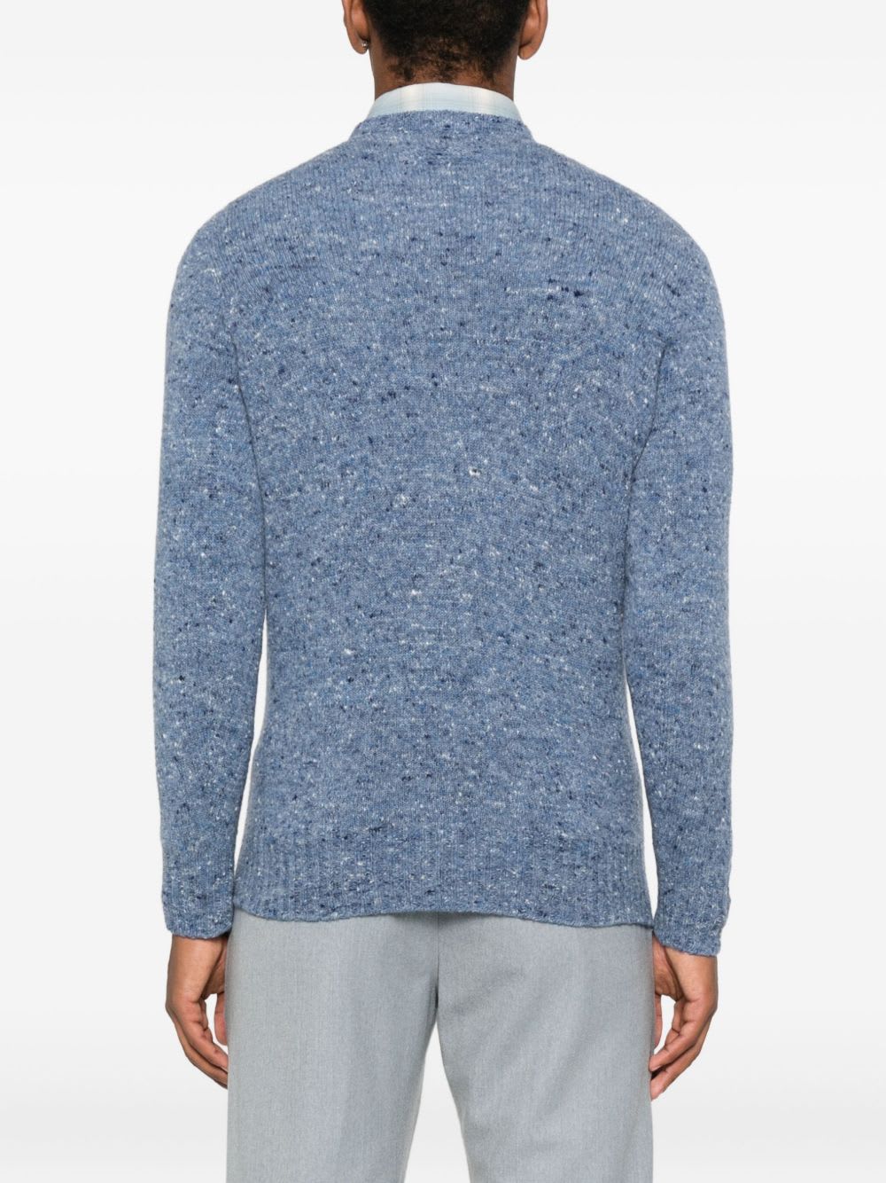 Drumohr Round Neck Border Sweater In Blue