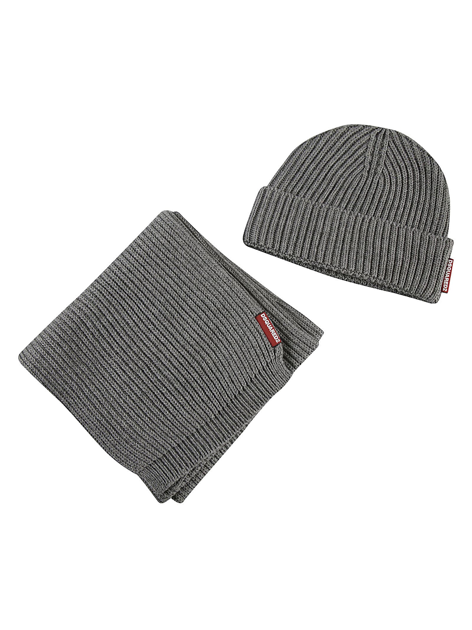 Dsquared2 Ribbed Knit Beanie Set