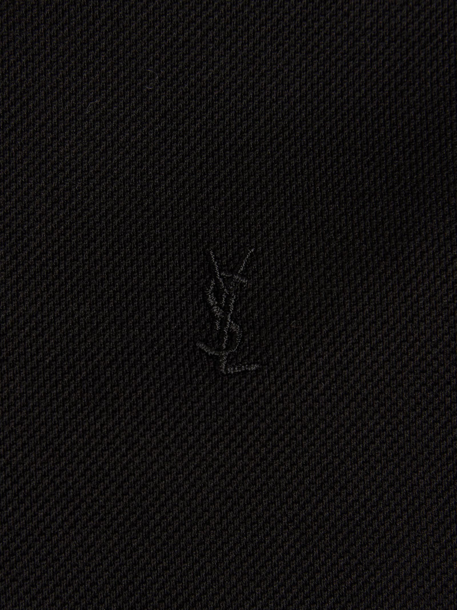 Shop Saint Laurent Polo Ricamo Logo In Black
