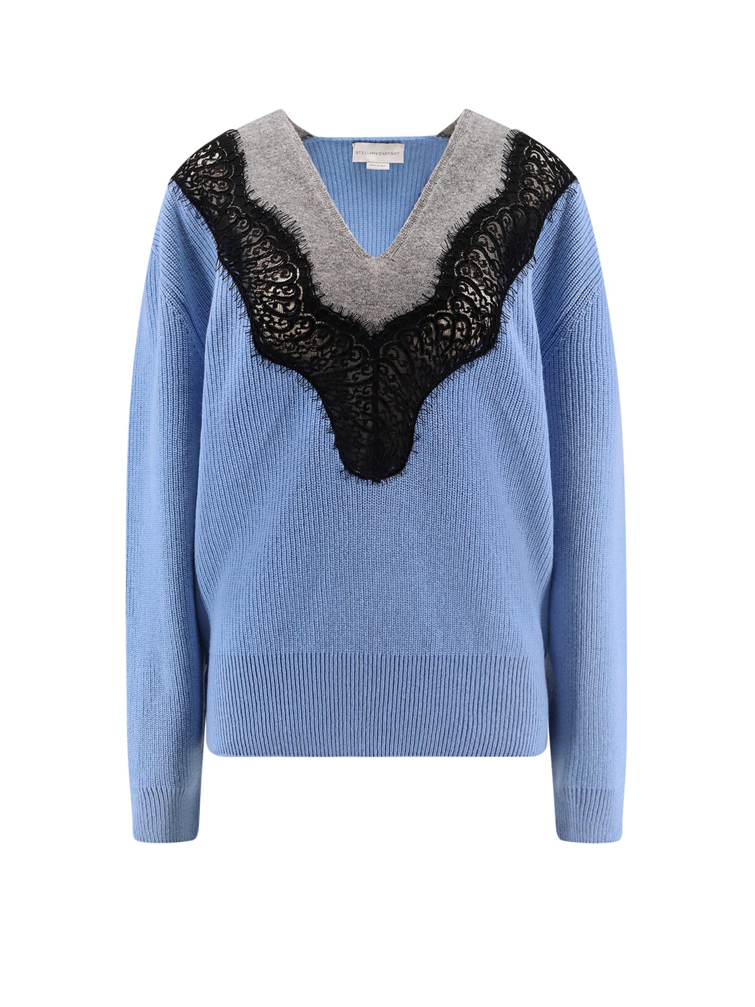 Stella Mccartney Miracle Lace Virgin Wool Sweater In Blue