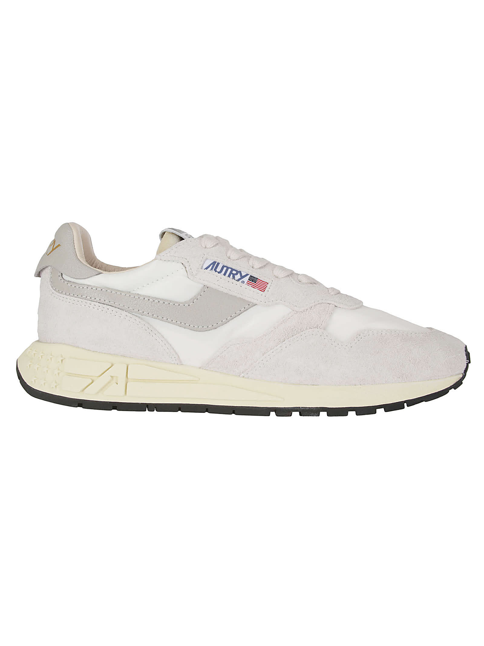 Autry Reelwind Low Sneakers In White Suede And Nylon In Whtnat