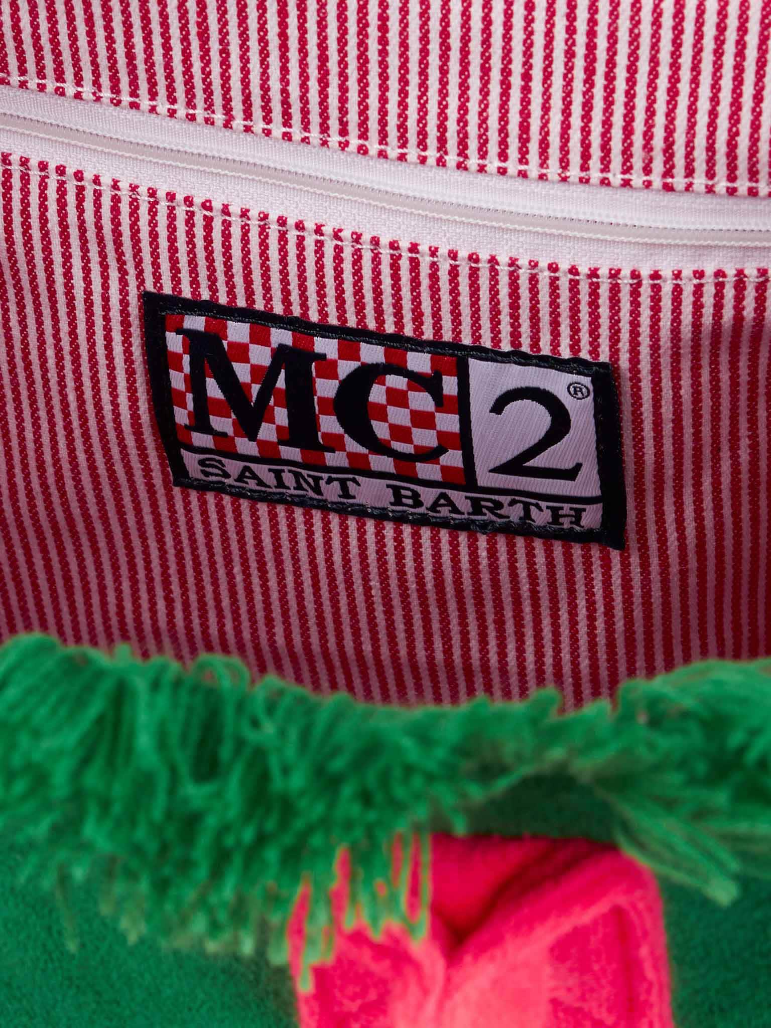 Shop Mc2 Saint Barth Colette Green Terry Handbag With Saint Barth Logo