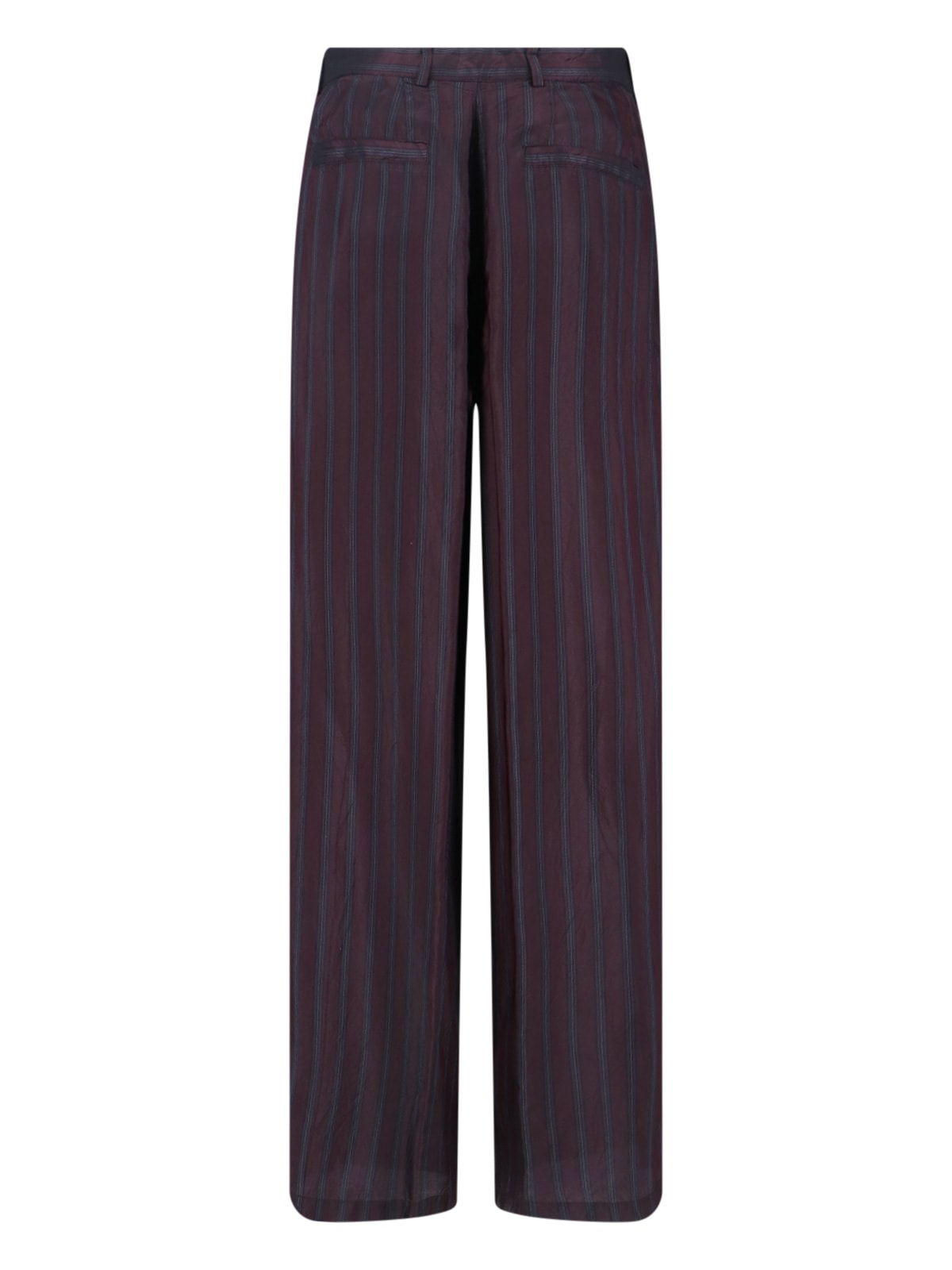 Dries Van Noten High-waisted Wide Leg Trousers With Vertical Stripes In Burgundy