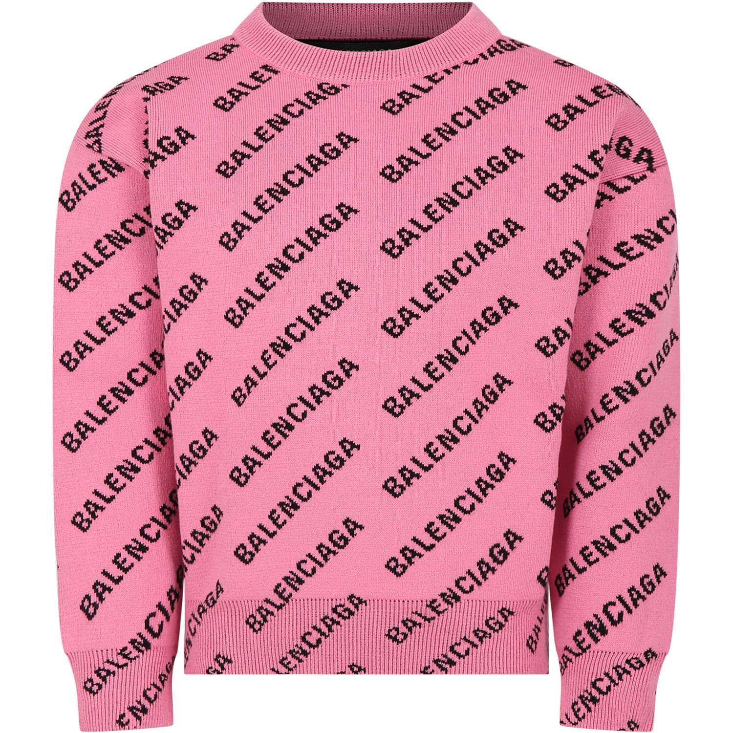 Balenciaga Pink Sweater For Kids With Logo