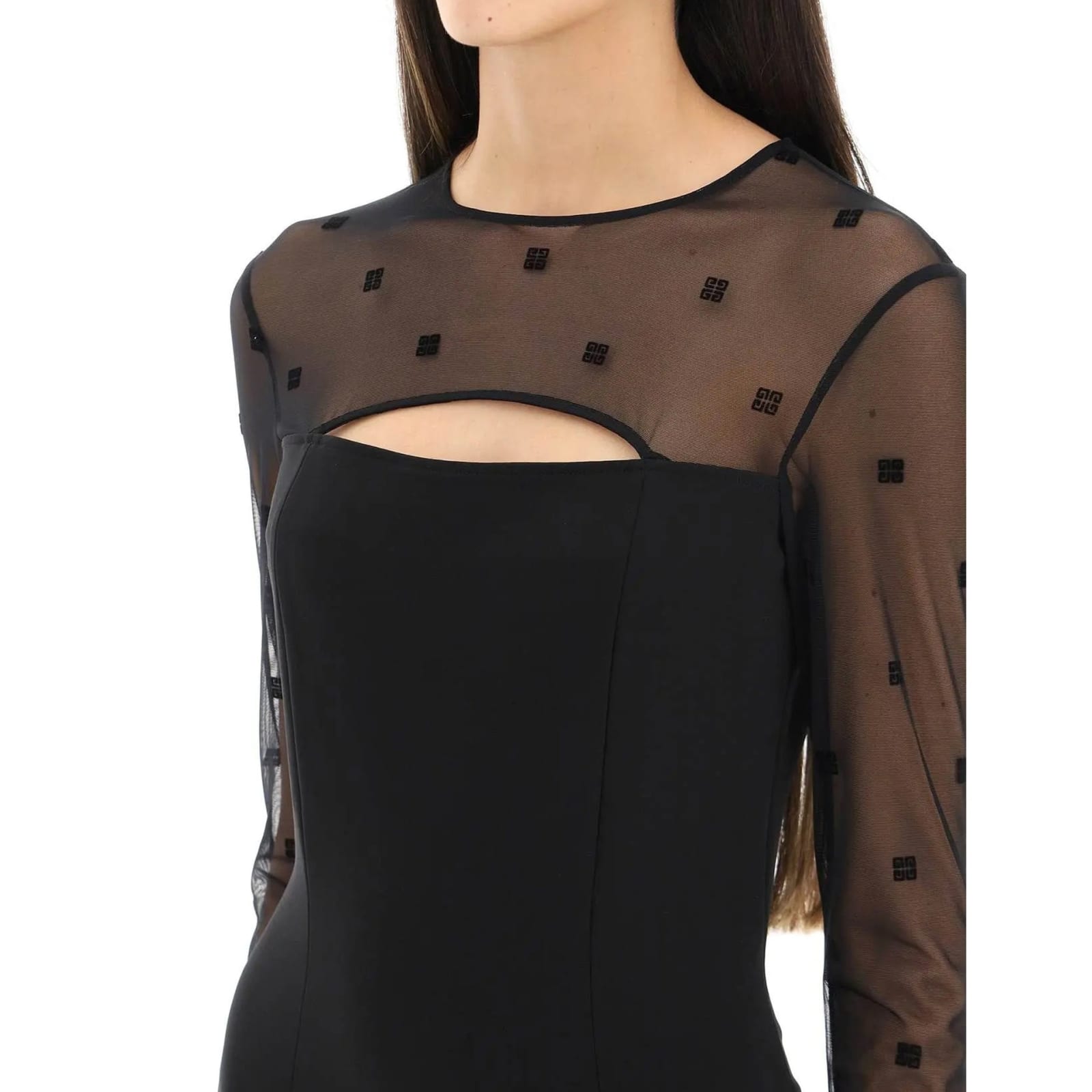 Shop Givenchy 4g Plumetis Dress In Black
