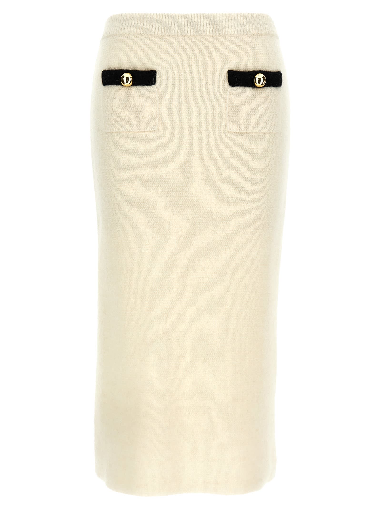 Shop Alessandra Rich Alpaca Midi Skirt In White