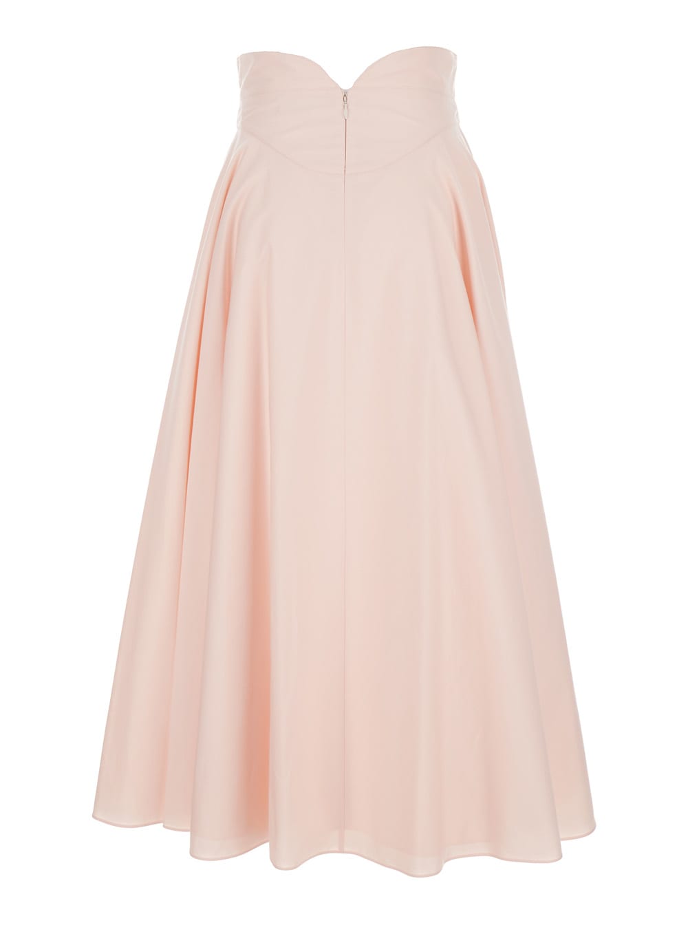 Shop Alexander Mcqueen Long Pink High-waisted Skirt With Pleated Design In Cotton Woman