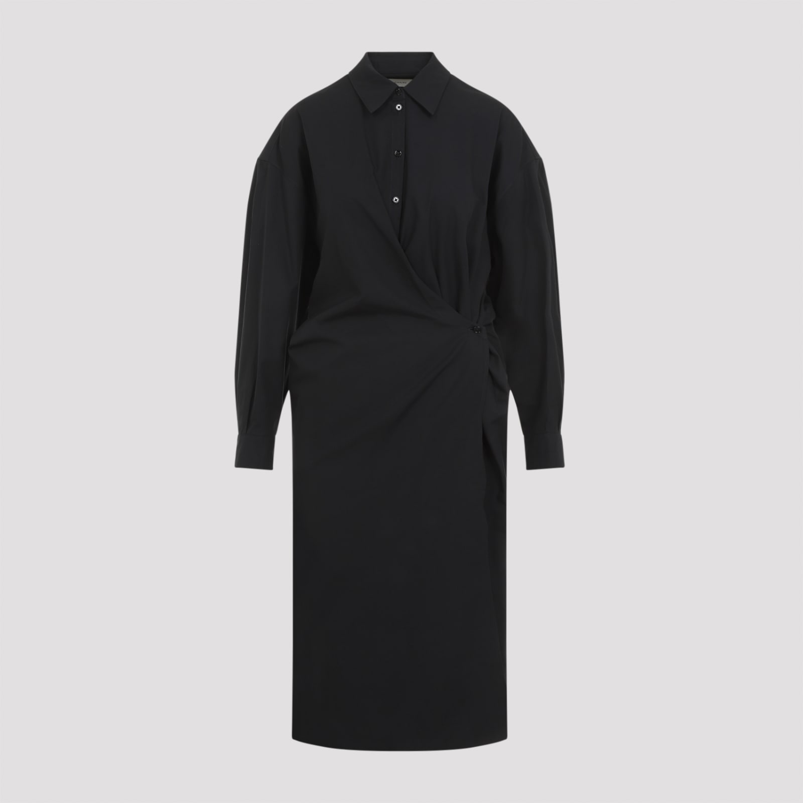 Shop Lemaire Straight Collar Twisted Dress In Nero