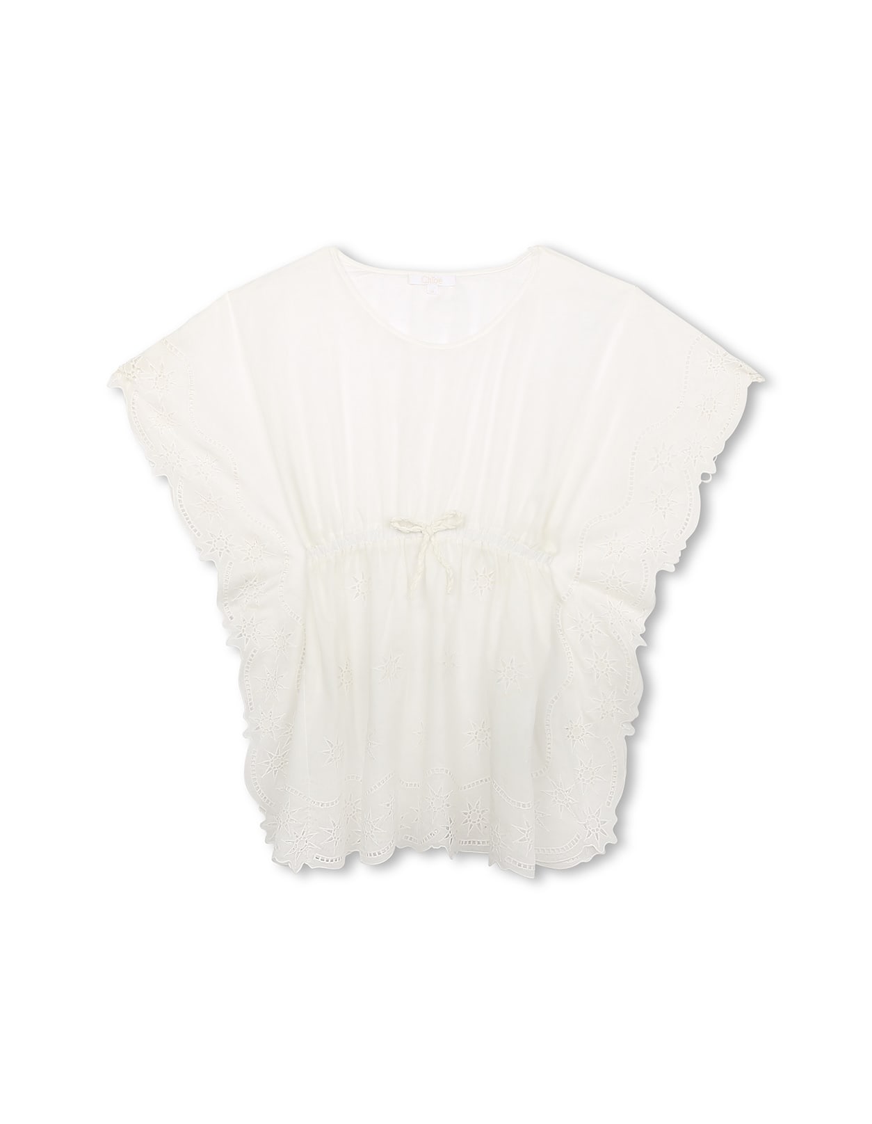 Chloé Kids' White Sleeveless Dress With Ruffles And Stars