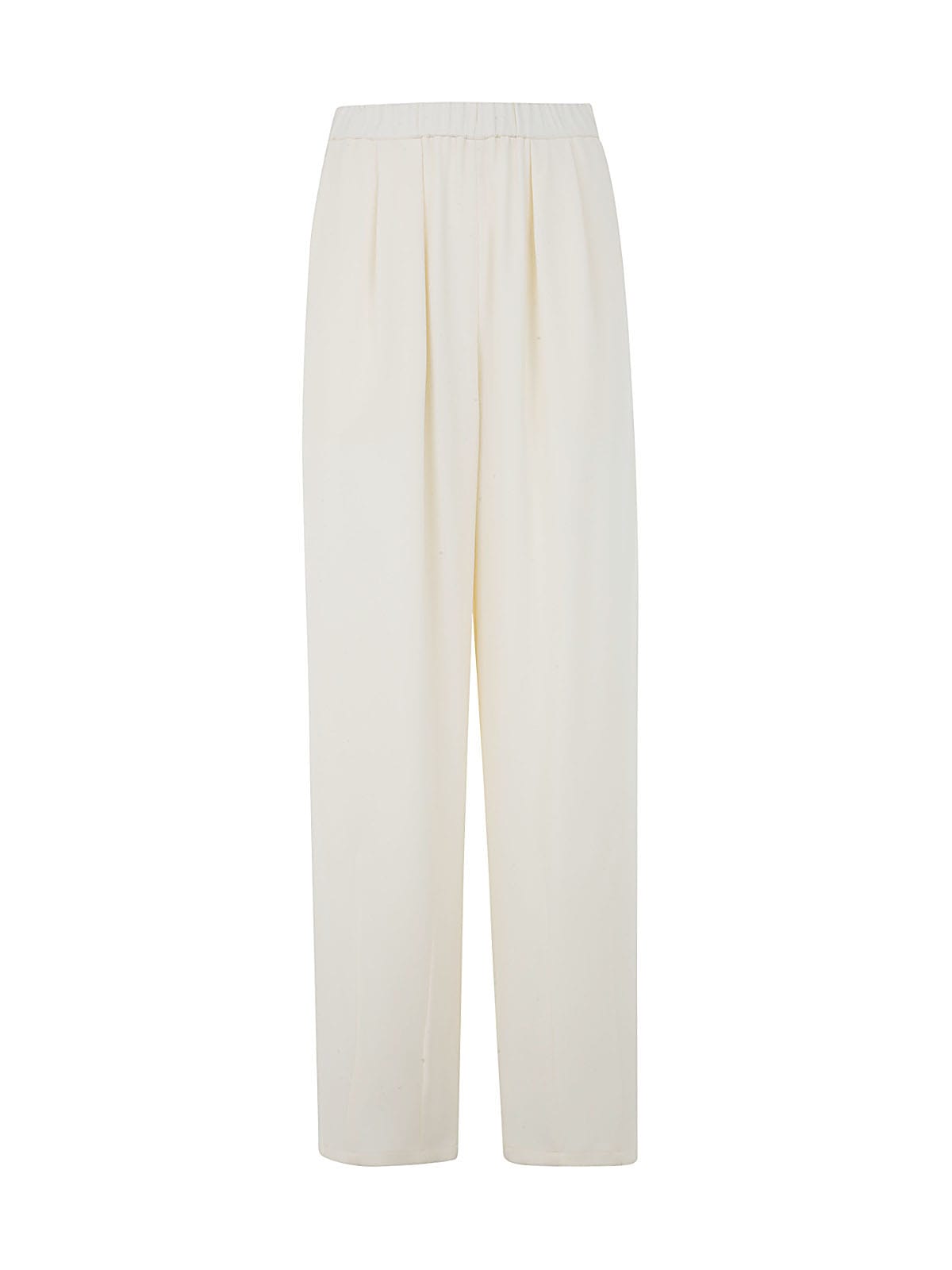 Emporio Armani Official Store Froissé Jacquard Cupro Blend Trousers With Elasticated Waist In White