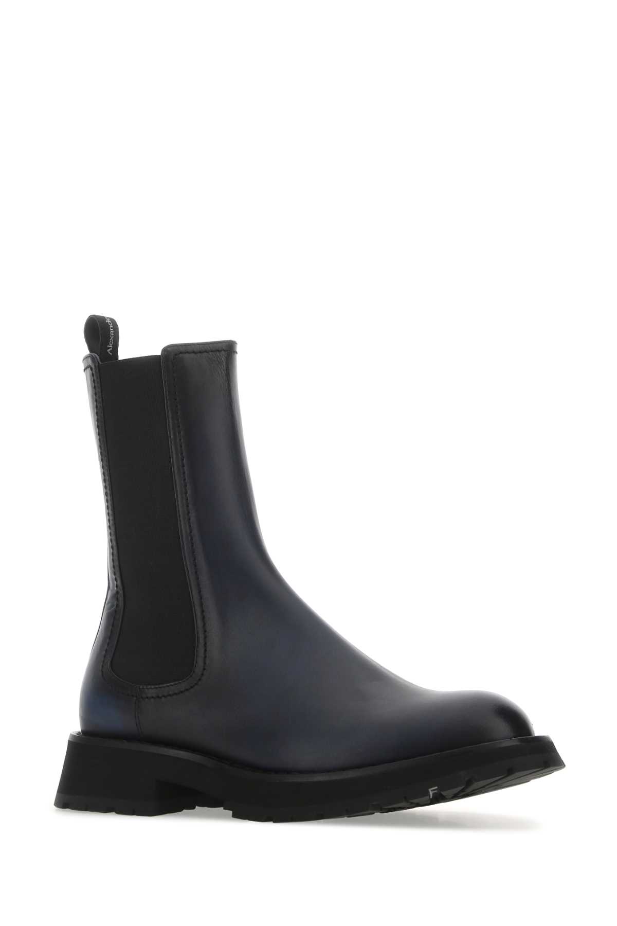 Shop Alexander Mcqueen Two-tone Leather Ankle Boots In 1160