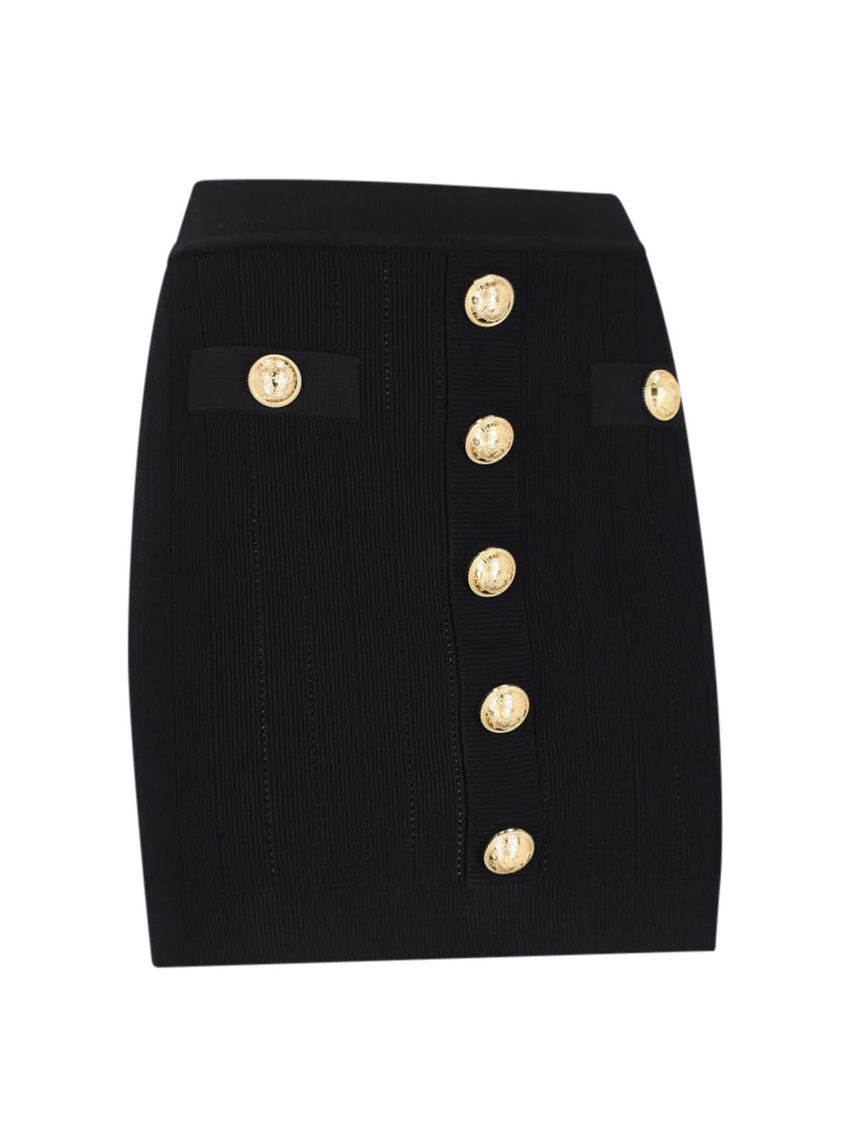 Shop Balmain Knitted Mini Skirt In Opa Noir