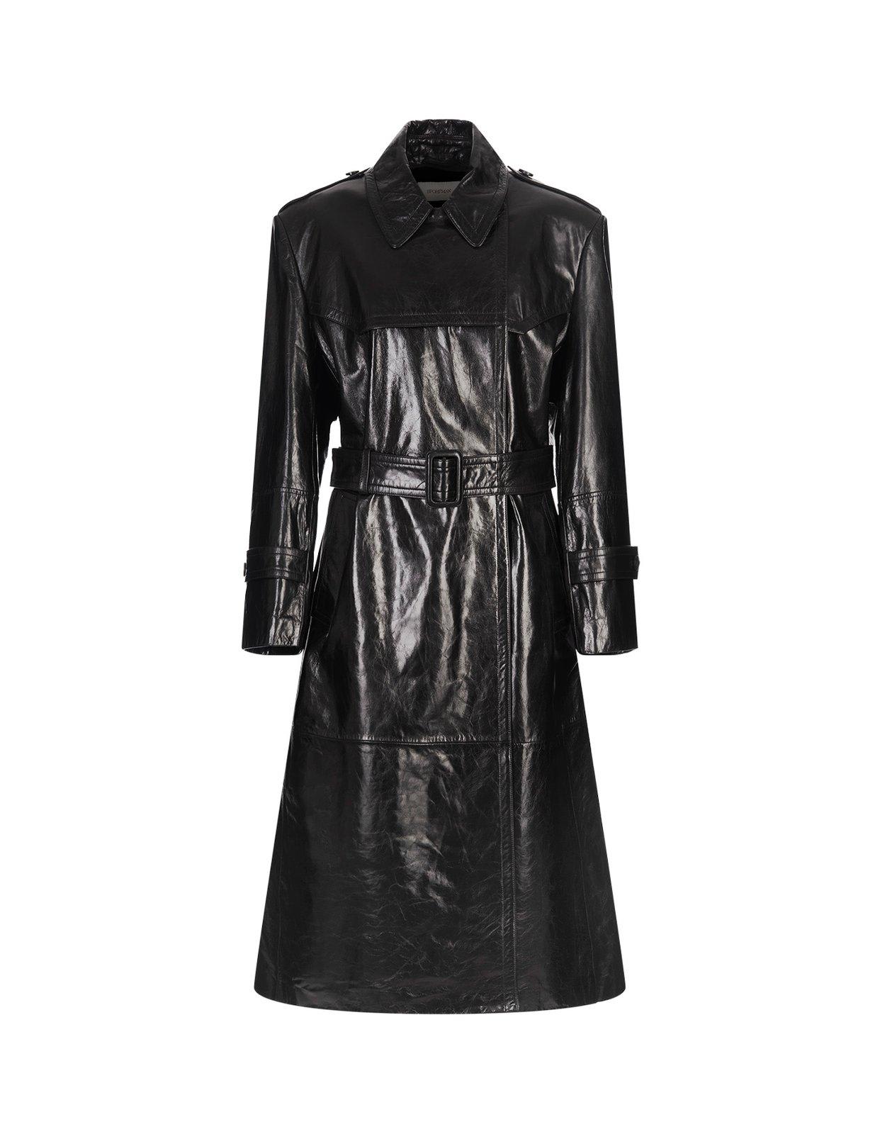 Belted Long-sleeved Coat