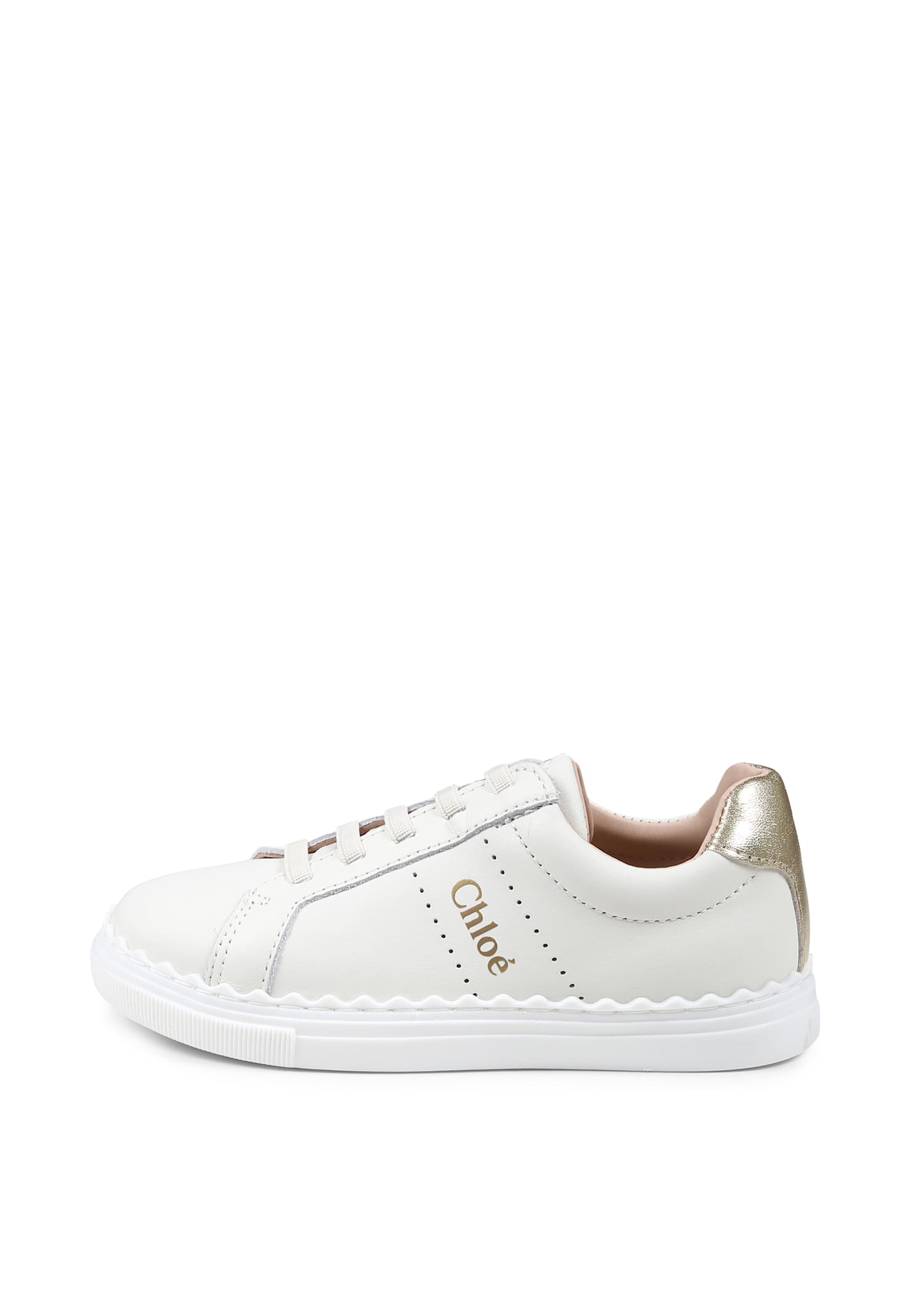 Chloé Leather Logo Sneakers In White