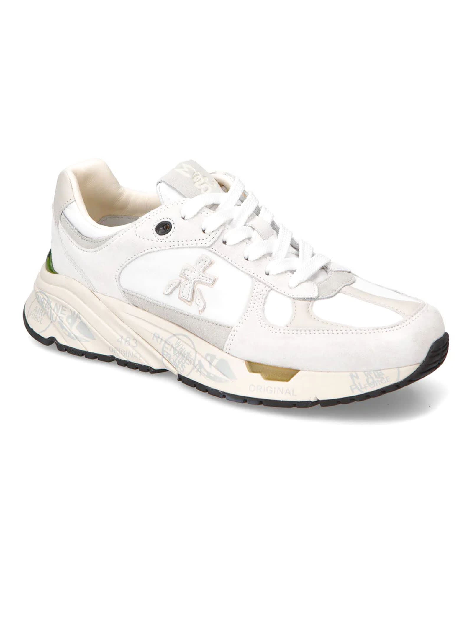 PREMIATA WHITE AND GREY MASE SNEAKERS 