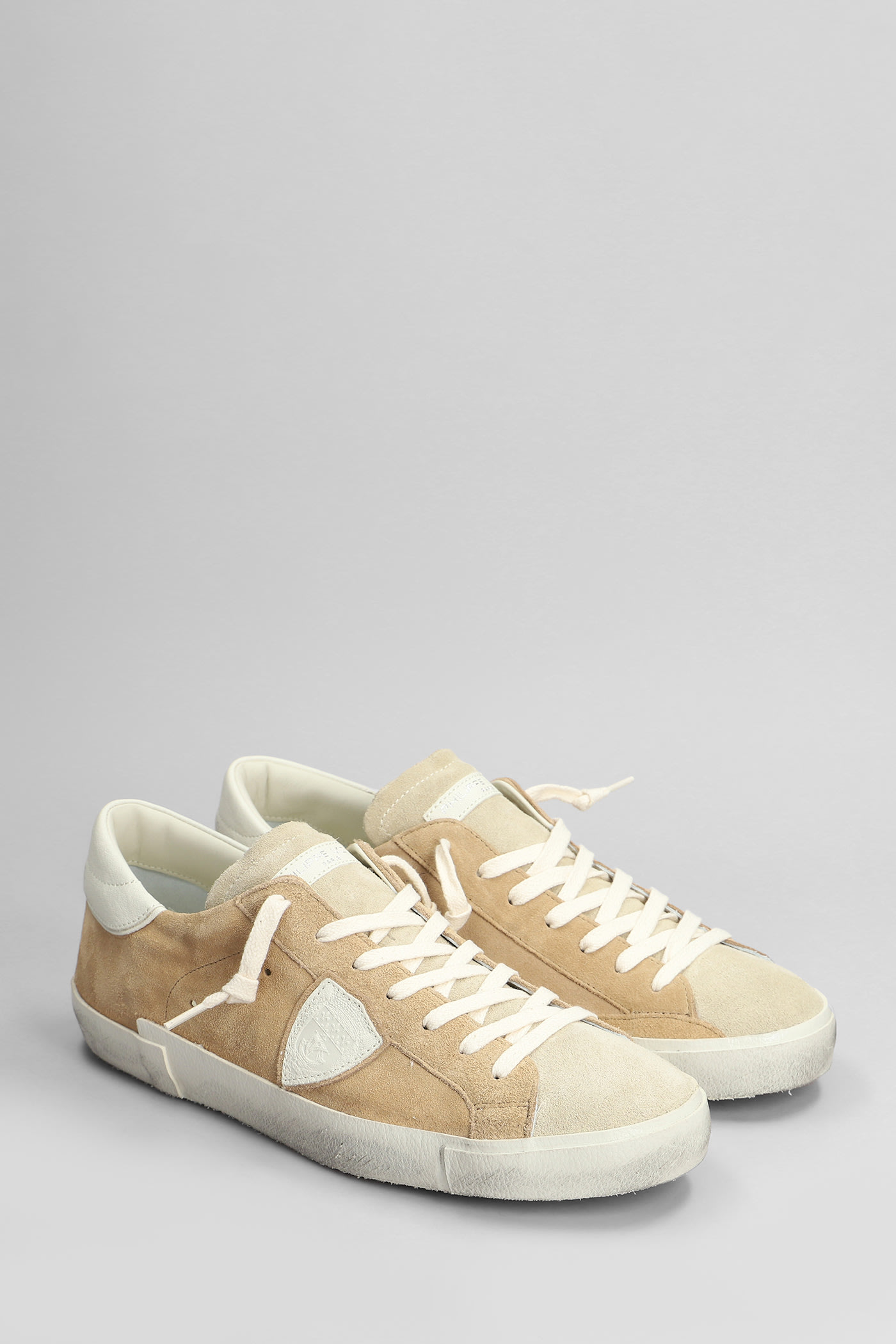 Philippe Model Prsx Low Sneakers In Leather Color Suede In Leather Color